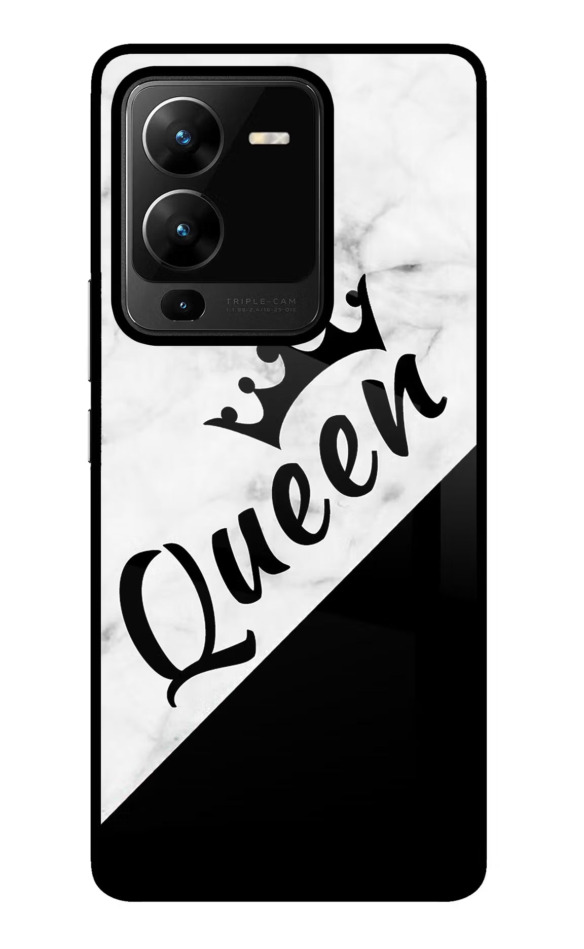 Queen Vivo V25 Pro 5G Glass Case Back Cover by Casekaro