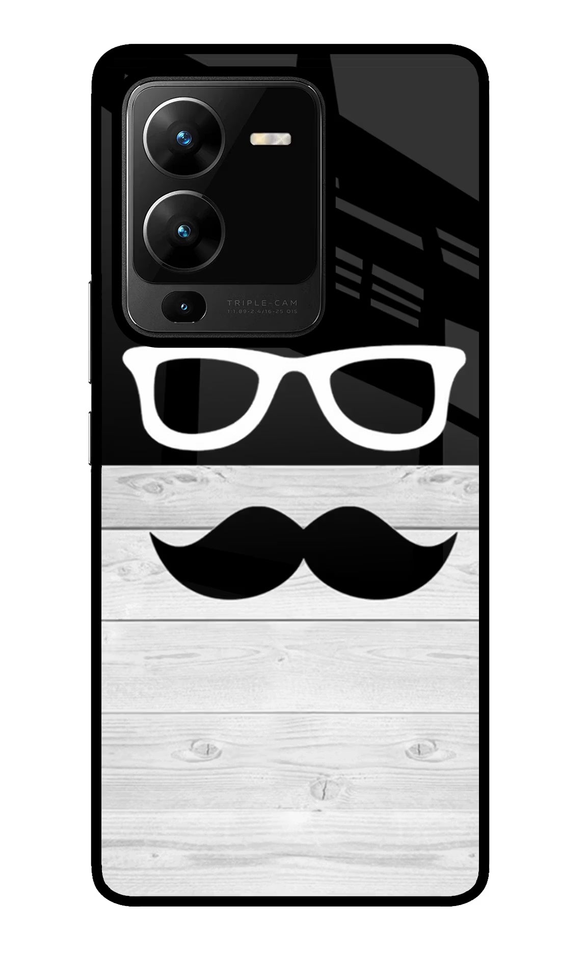 Mustache Vivo V25 Pro 5G Glass Case Back Cover by Casekaro