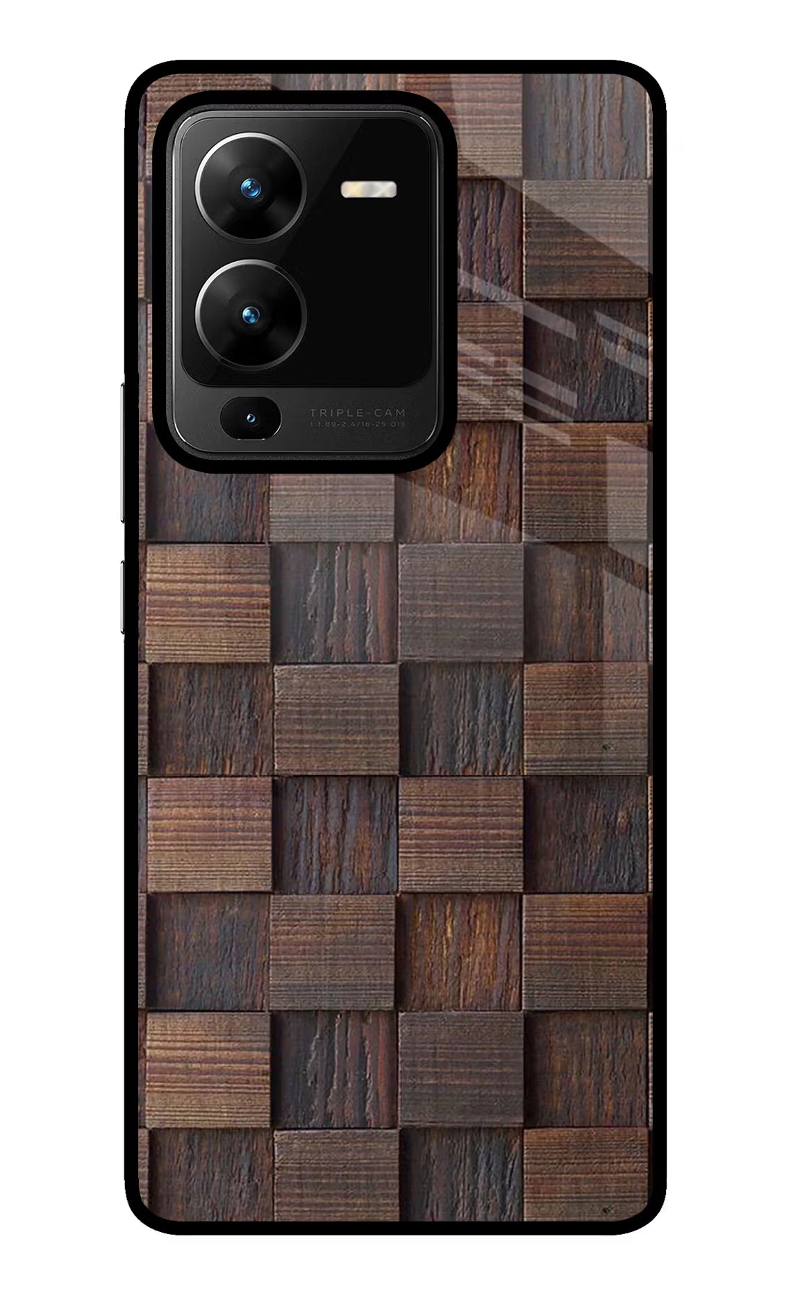 Wooden Cube Design Vivo V25 Pro 5G Glass Case