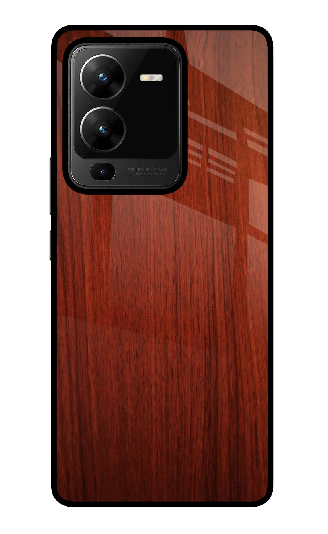 Wooden Plain Pattern Vivo V25 Pro 5G Glass Case Back Cover by Casekaro