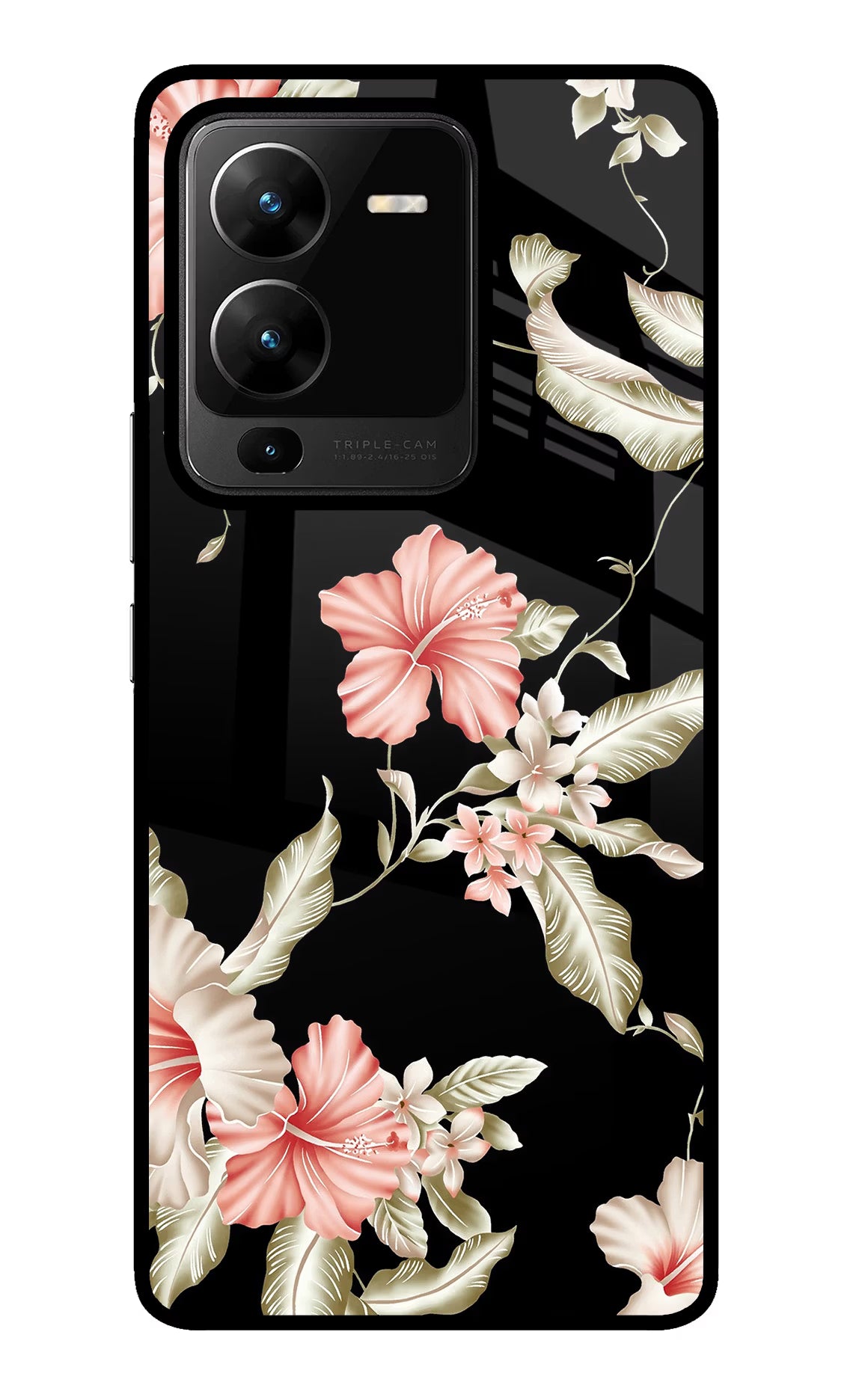 Flowers Vivo V25 Pro 5G Glass Case Back Cover by Casekaro