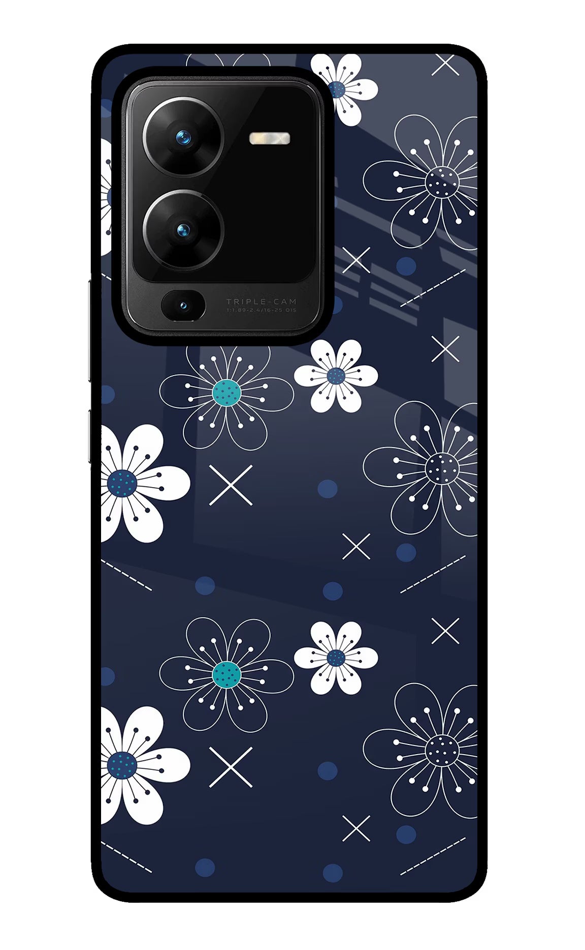 Flowers Vivo V25 Pro 5G Glass Case Back Cover by Casekaro