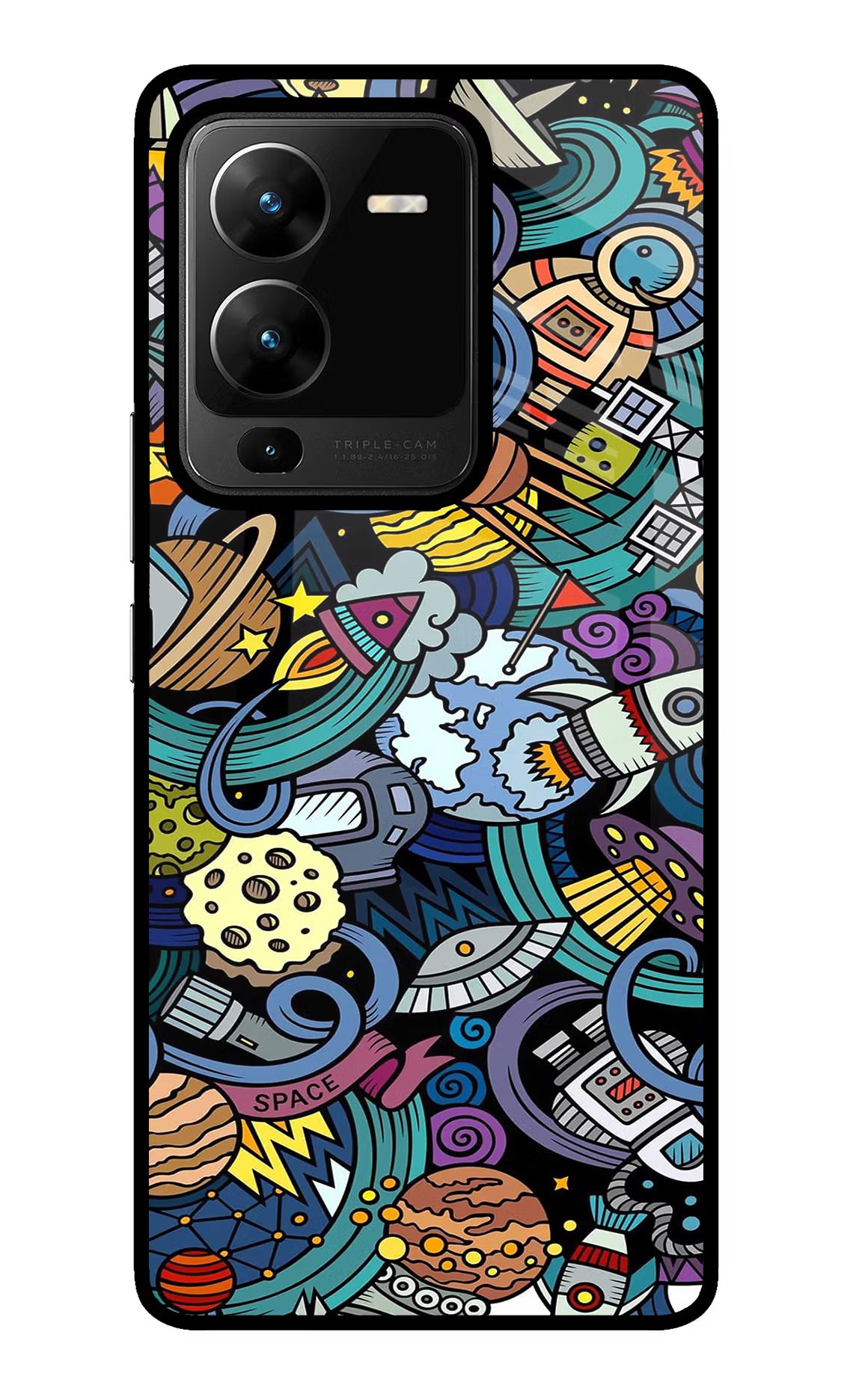 Space Abstract Vivo V25 Pro 5G Glass Case Back Cover by Casekaro