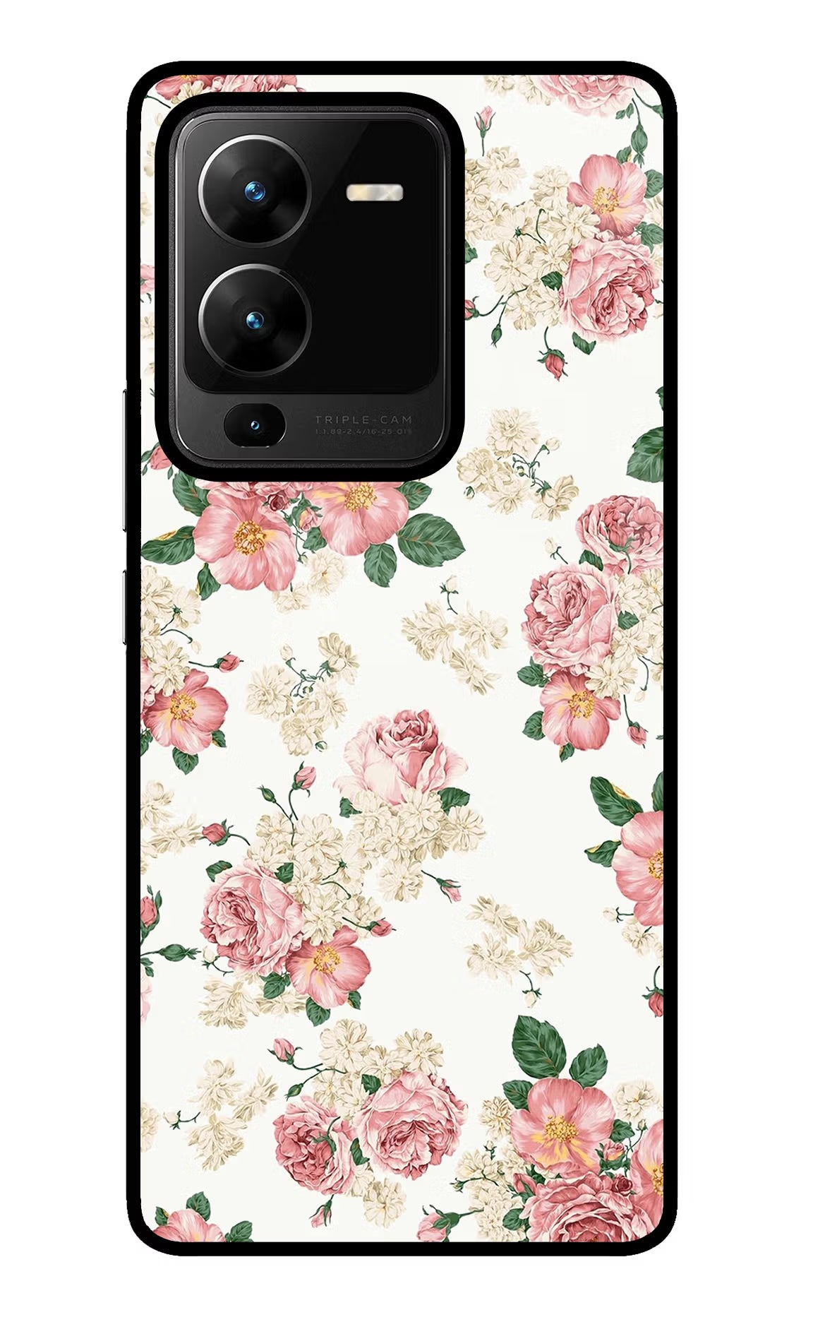 Flowers Vivo V25 Pro 5G Glass Case Back Cover by Casekaro