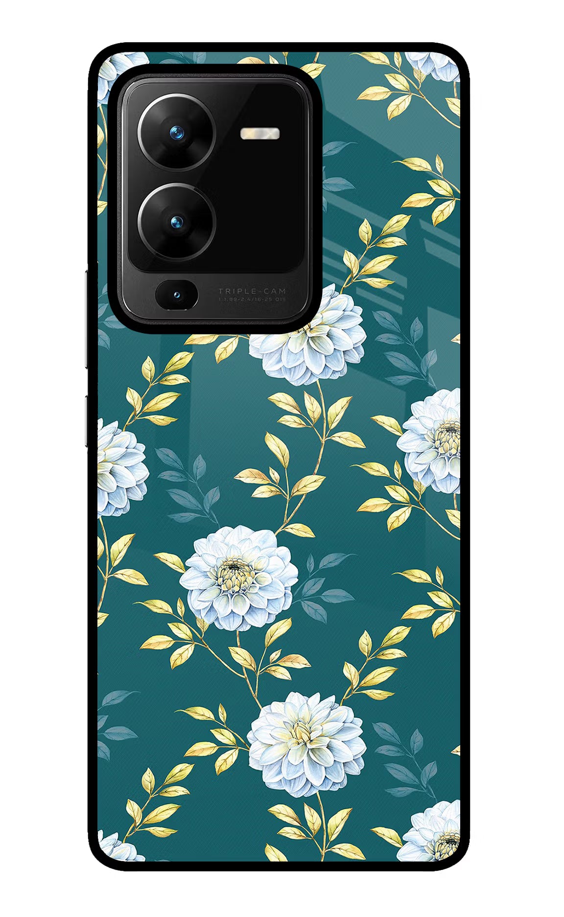 Flowers Vivo V25 Pro 5G Glass Case Back Cover by Casekaro