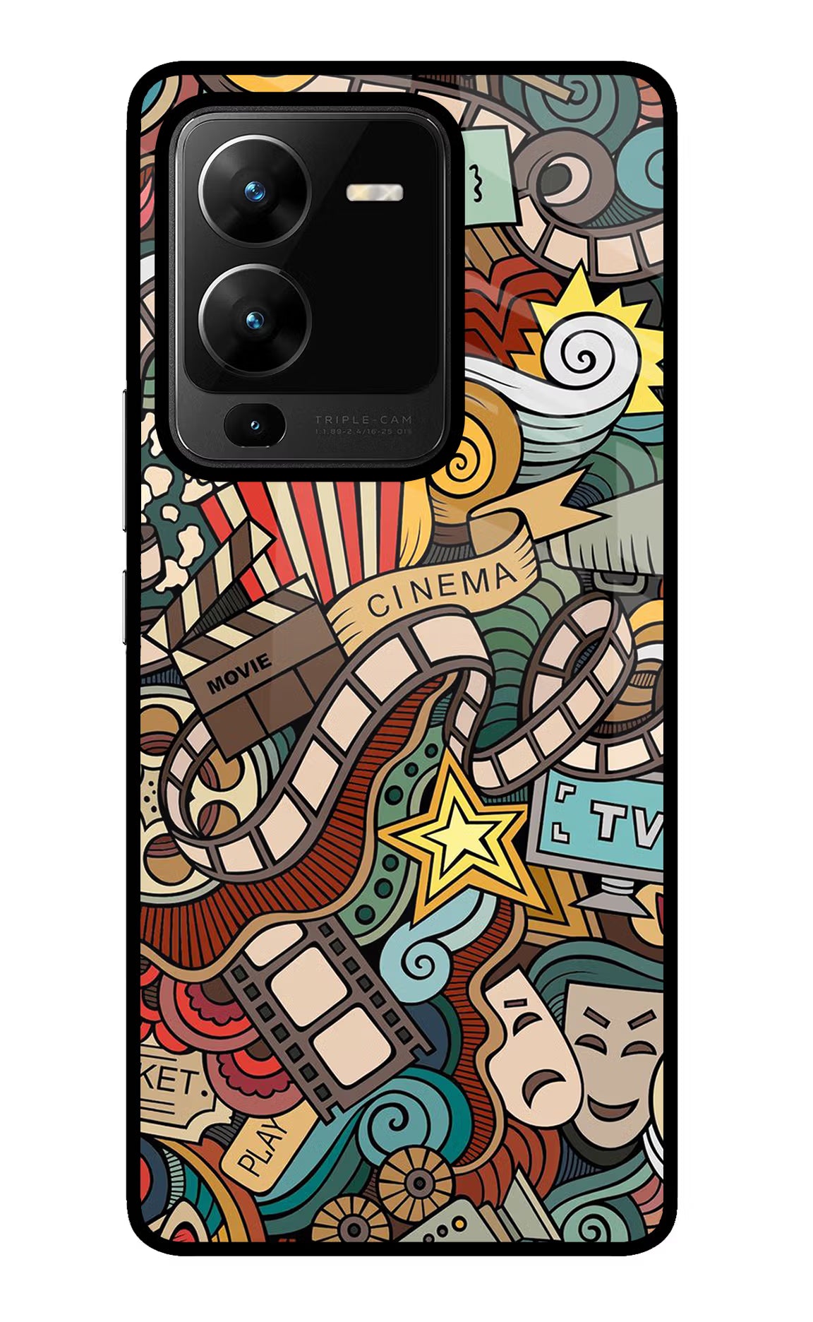 Cinema Abstract Vivo V25 Pro 5G Glass Case Back Cover by Casekaro