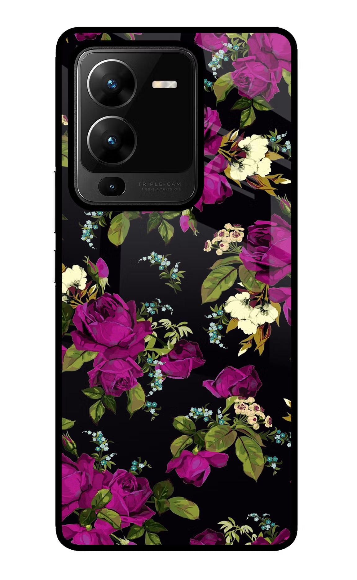 Flowers Vivo V25 Pro 5G Glass Case Back Cover by Casekaro