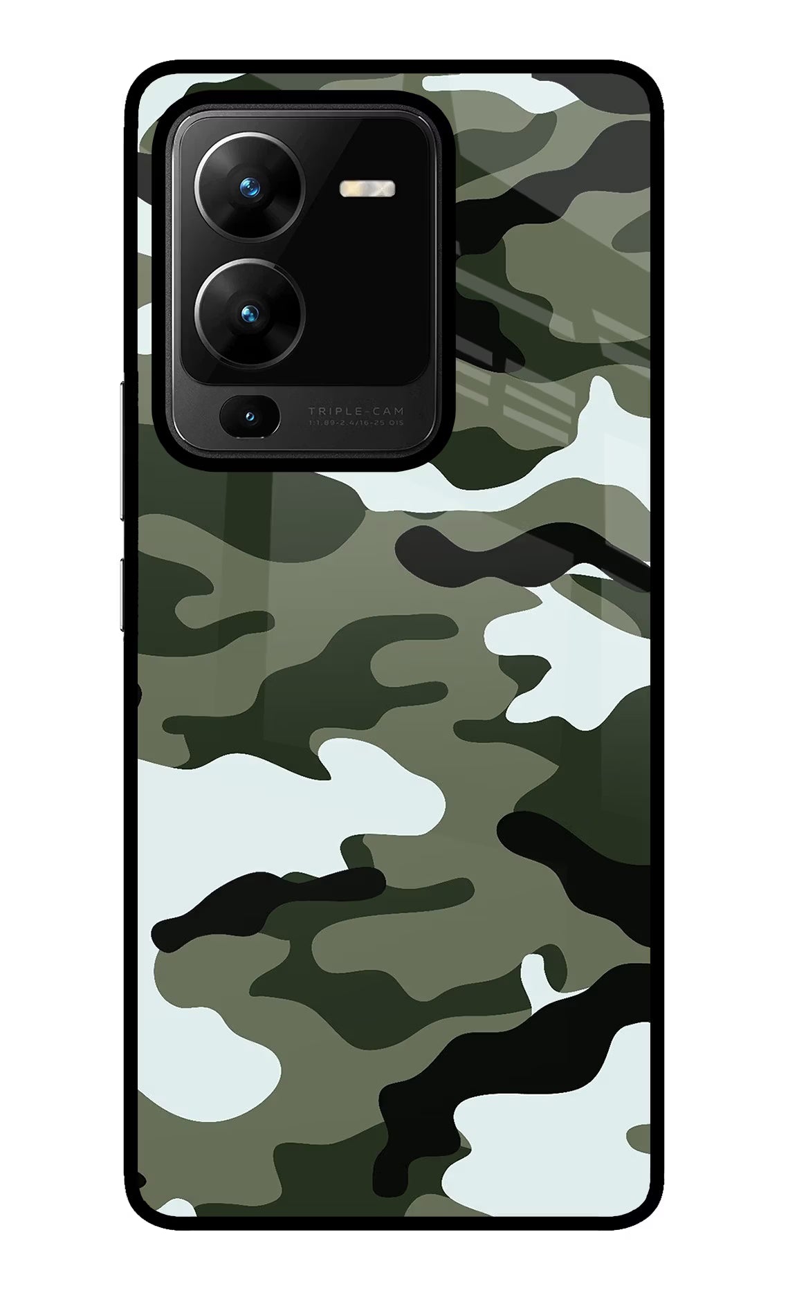 Camouflage Vivo V25 Pro 5G Glass Case Back Cover by Casekaro