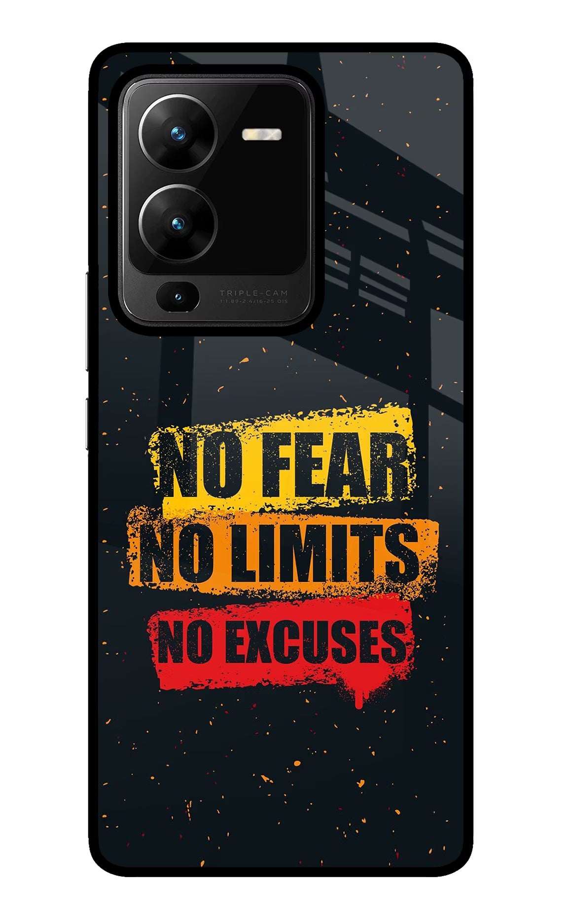No Fear No Limits No Excuse Vivo V25 Pro 5G Glass Case Back Cover by Casekaro
