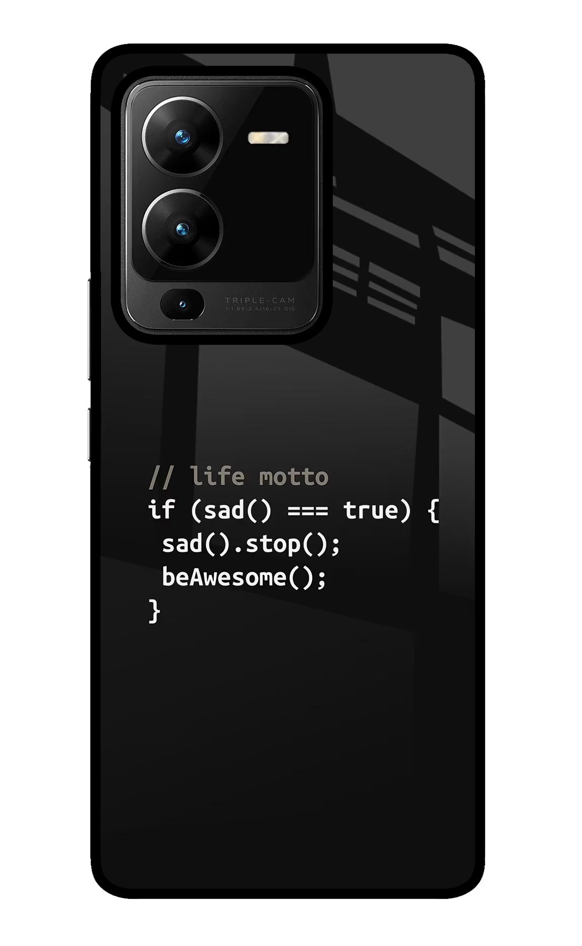 Life Motto Code Vivo V25 Pro 5G Glass Case Back Cover by Casekaro