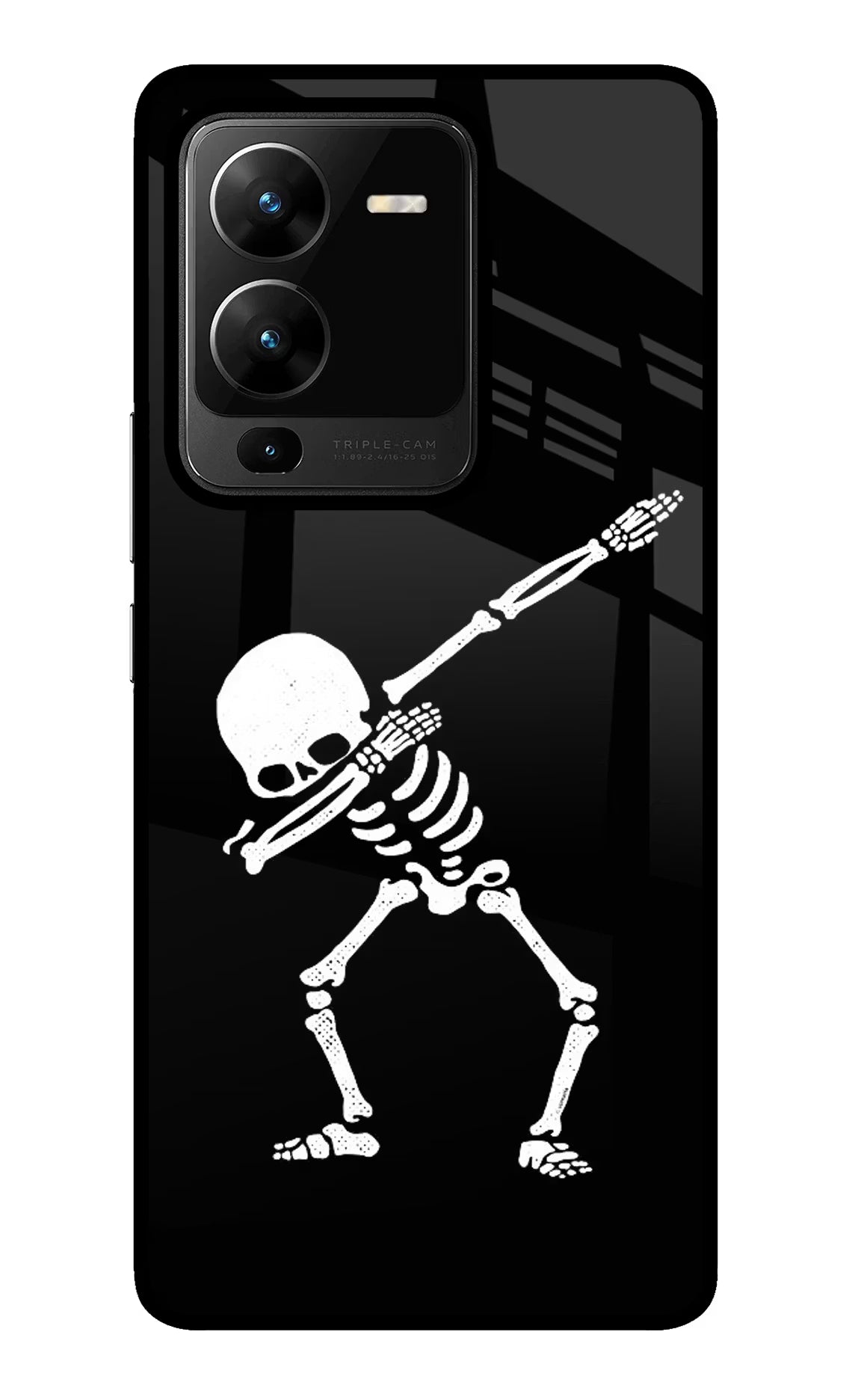 Dabbing Skeleton Art Vivo V25 Pro 5G Glass Case