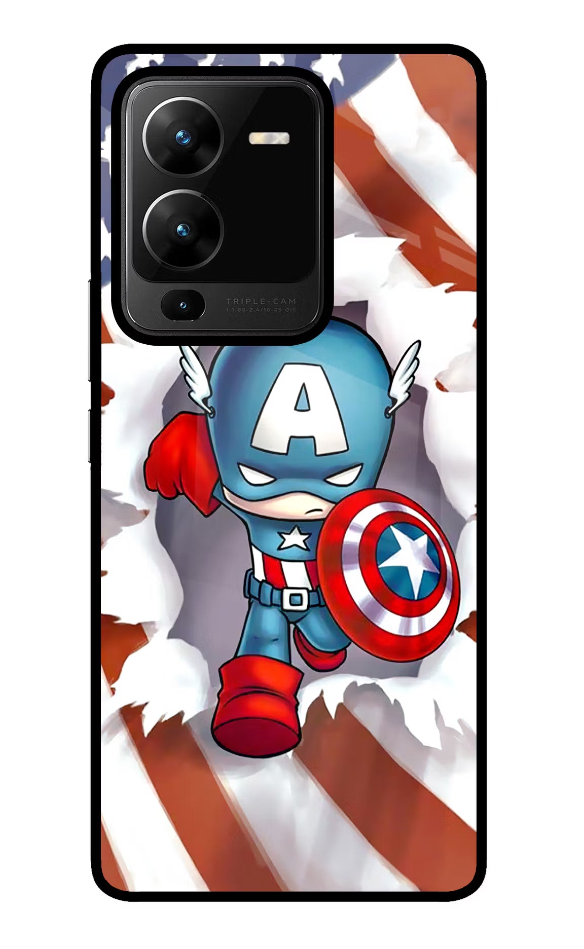 Captain America Vivo V25 Pro 5G Glass Case Back Cover by Casekaro