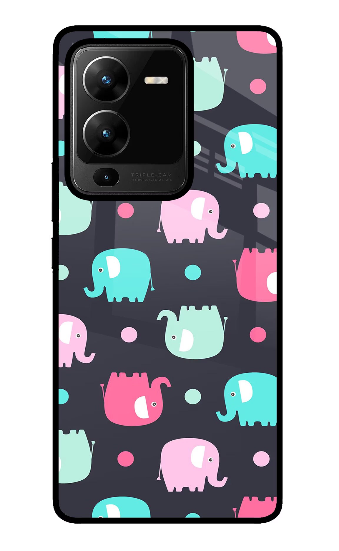 Elephants Vivo V25 Pro 5G Glass Case Back Cover by Casekaro