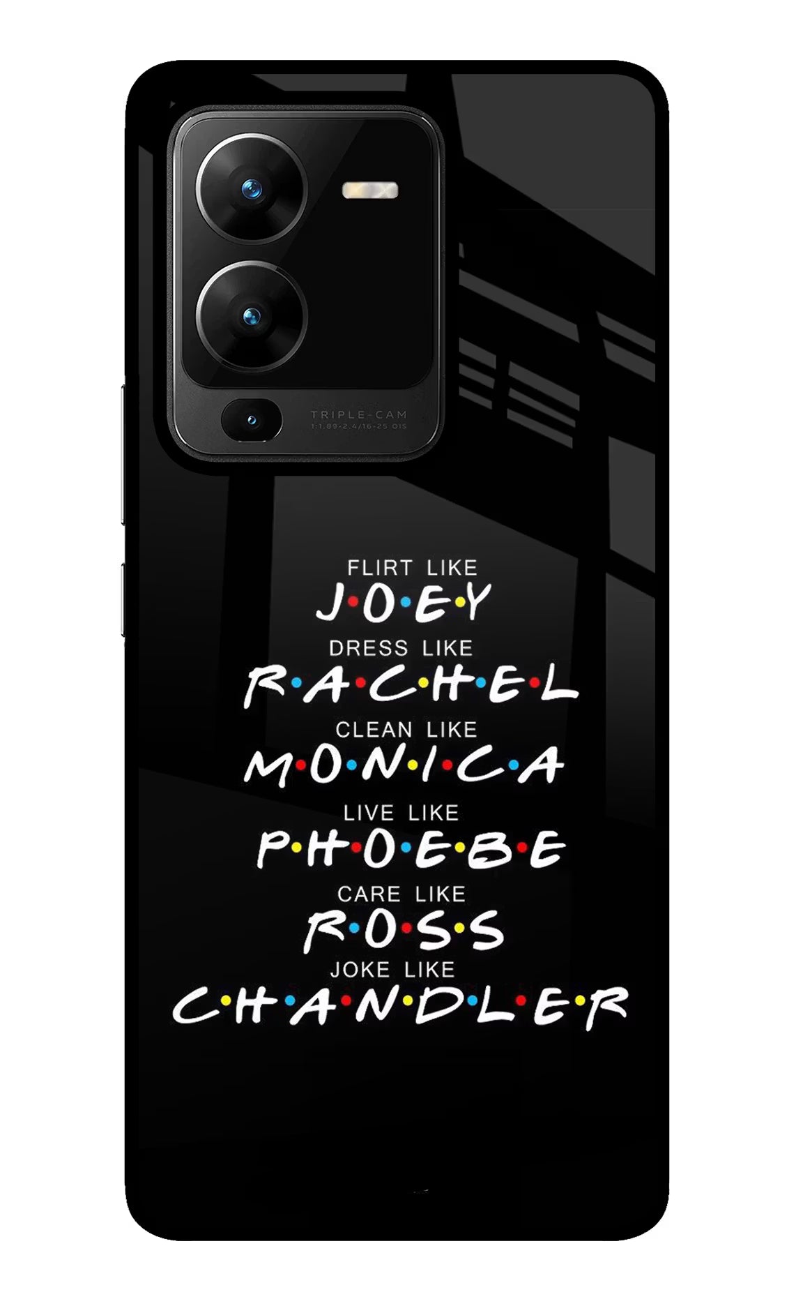 FRIENDS Character Vivo V25 Pro 5G Glass Case Back Cover by Casekaro