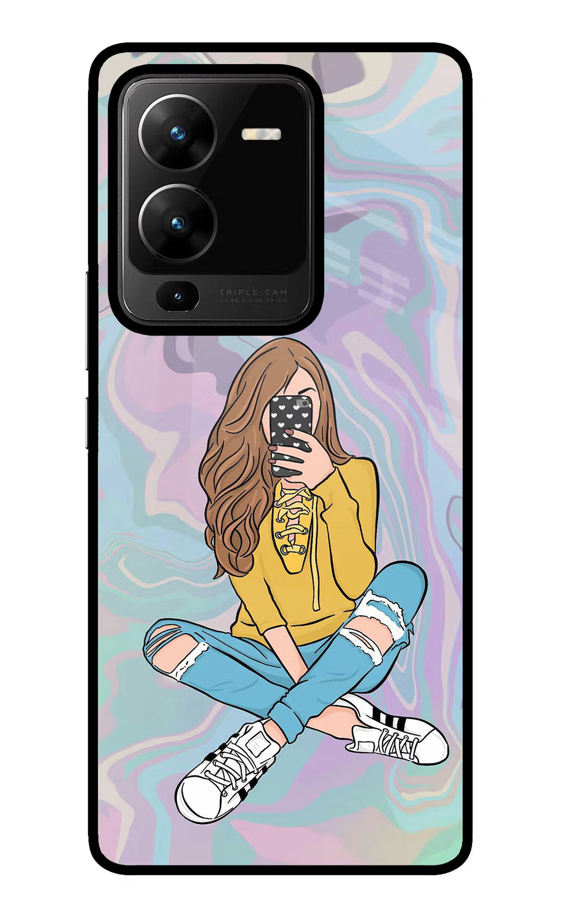 Selfie Girl Vivo V25 Pro 5G Glass Case Back Cover by Casekaro