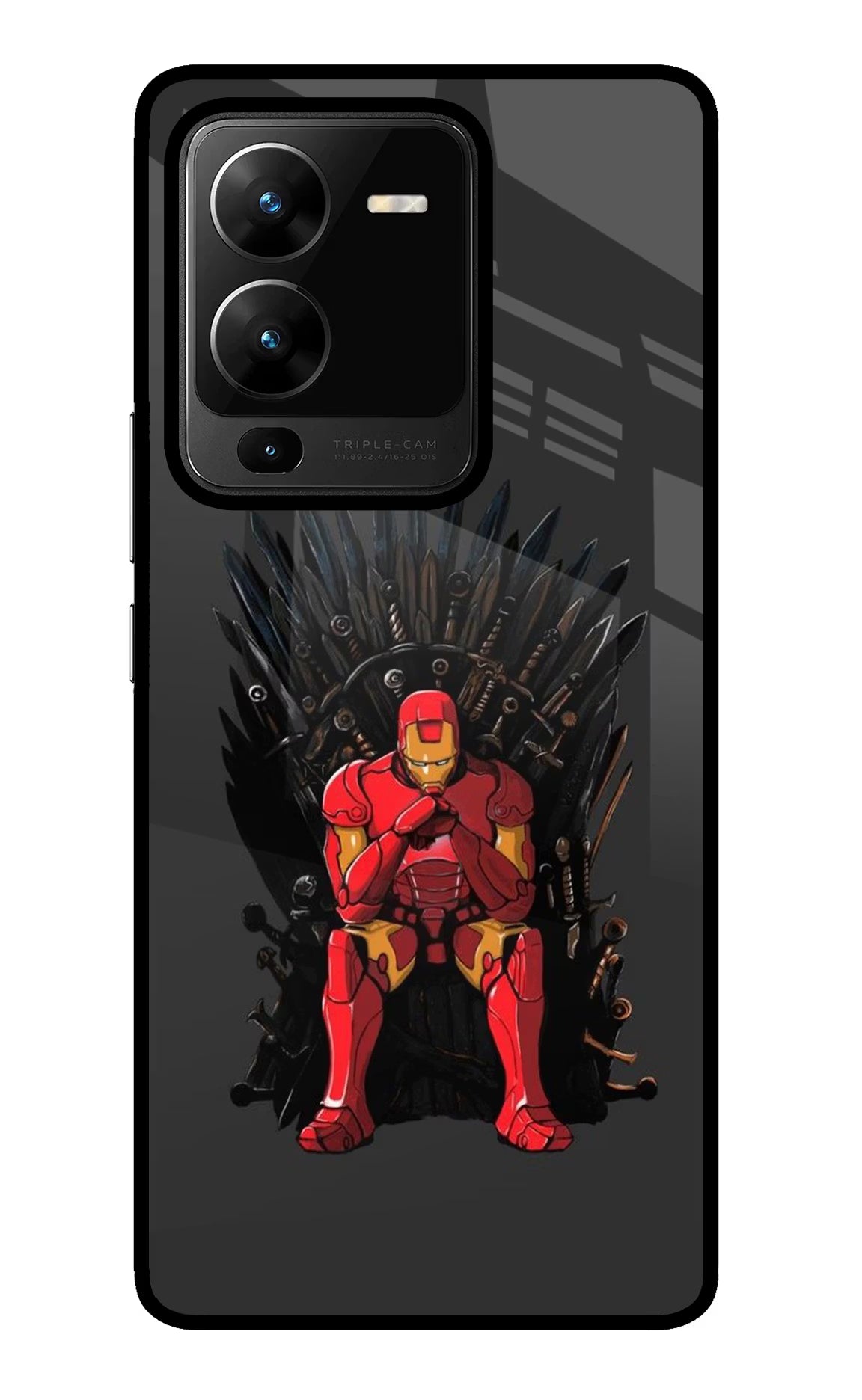 Ironman Throne Vivo V25 Pro 5G Glass Case Back Cover by Casekaro