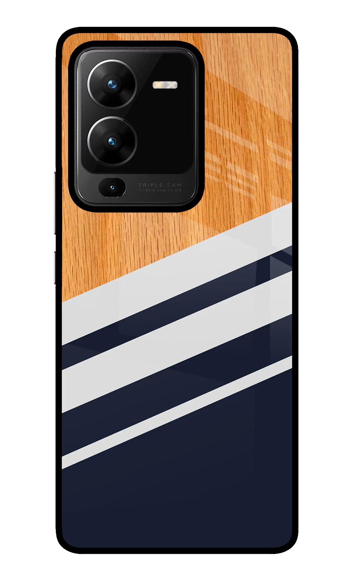 Blue and white wooden Vivo V25 Pro 5G Glass Case