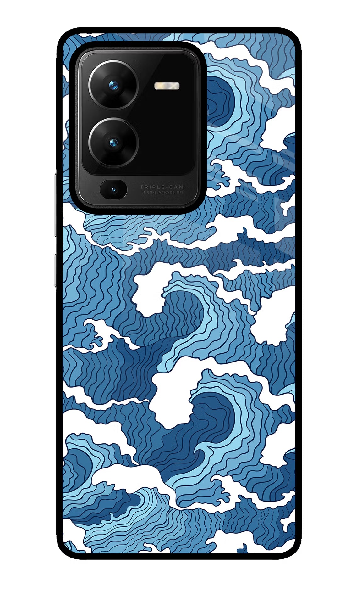 Blue Waves Vivo V25 Pro 5G Glass Case Back Cover by Casekaro