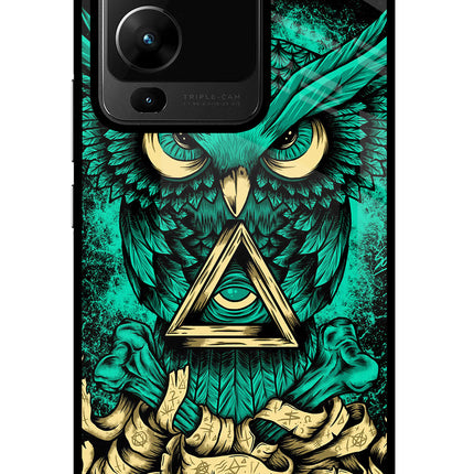 Green Owl Vivo V25 Pro 5G Glass Case Back Cover by Casekaro