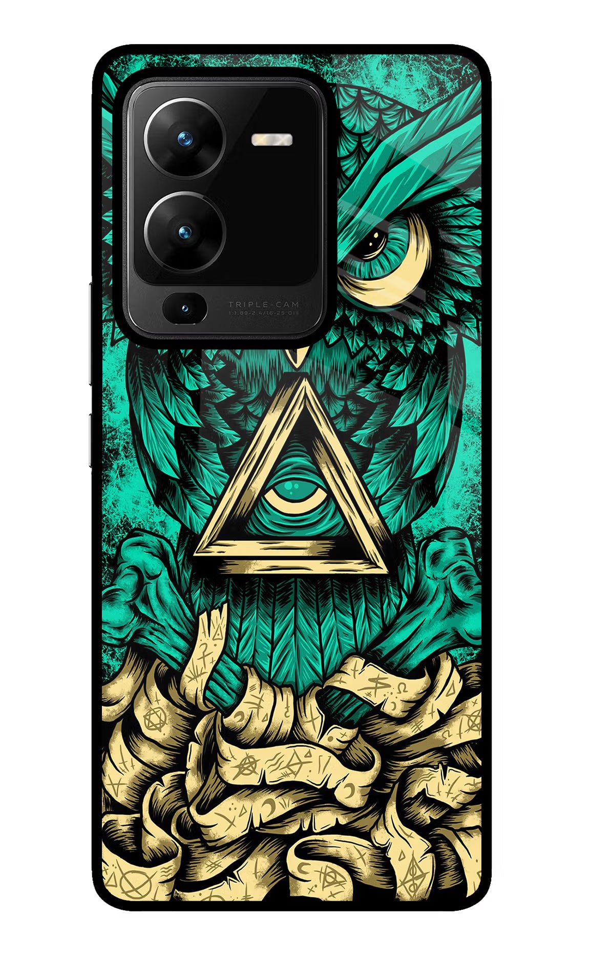 Green Owl Vivo V25 Pro 5G Glass Case Back Cover by Casekaro