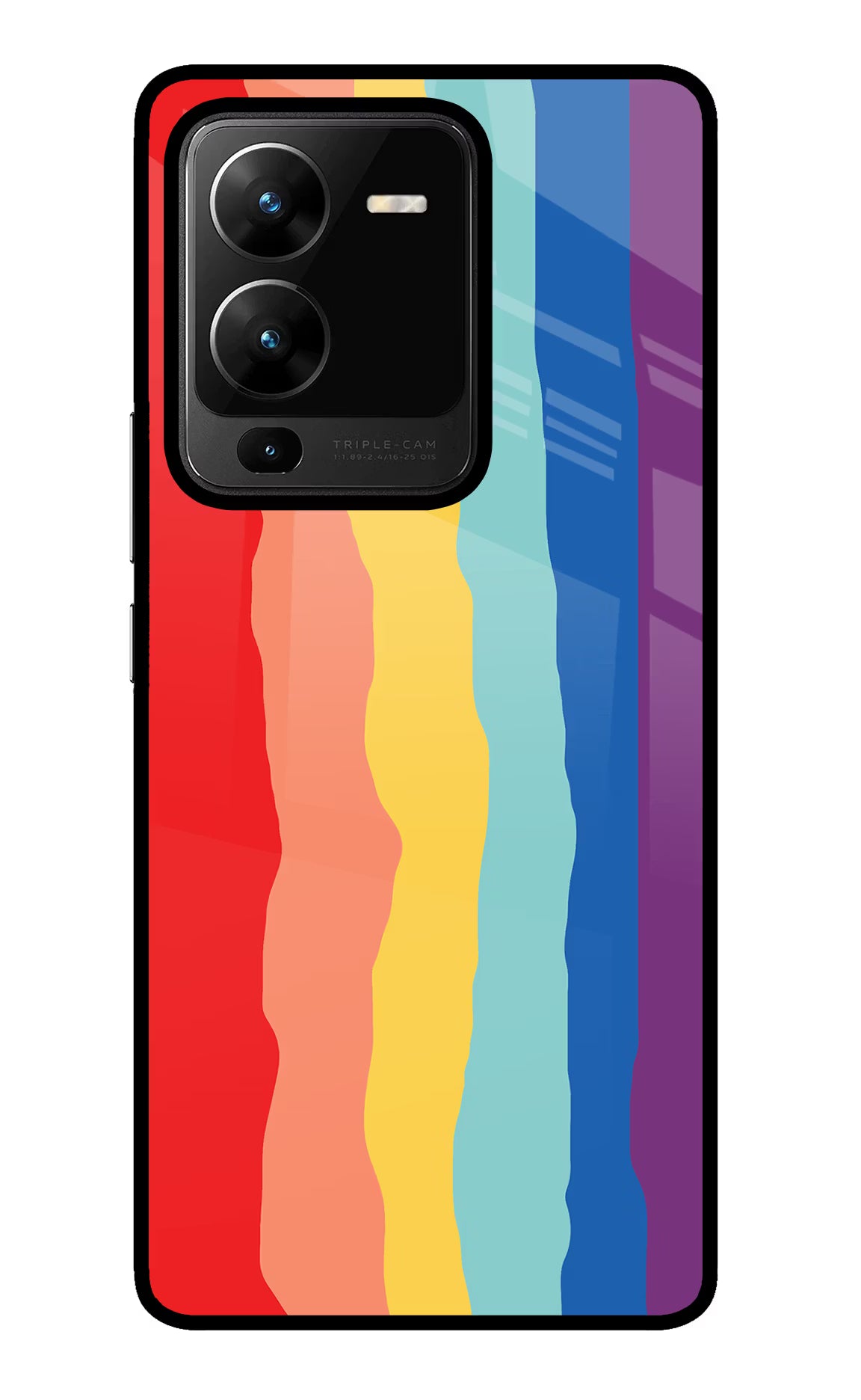 Rainbow Vivo V25 Pro 5G Glass Case Back Cover by Casekaro