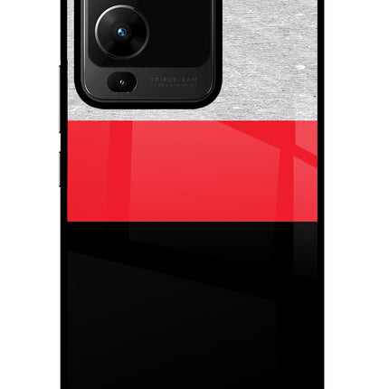 Tri Color Pattern Vivo V25 Pro 5G Glass Case Back Cover by Casekaro