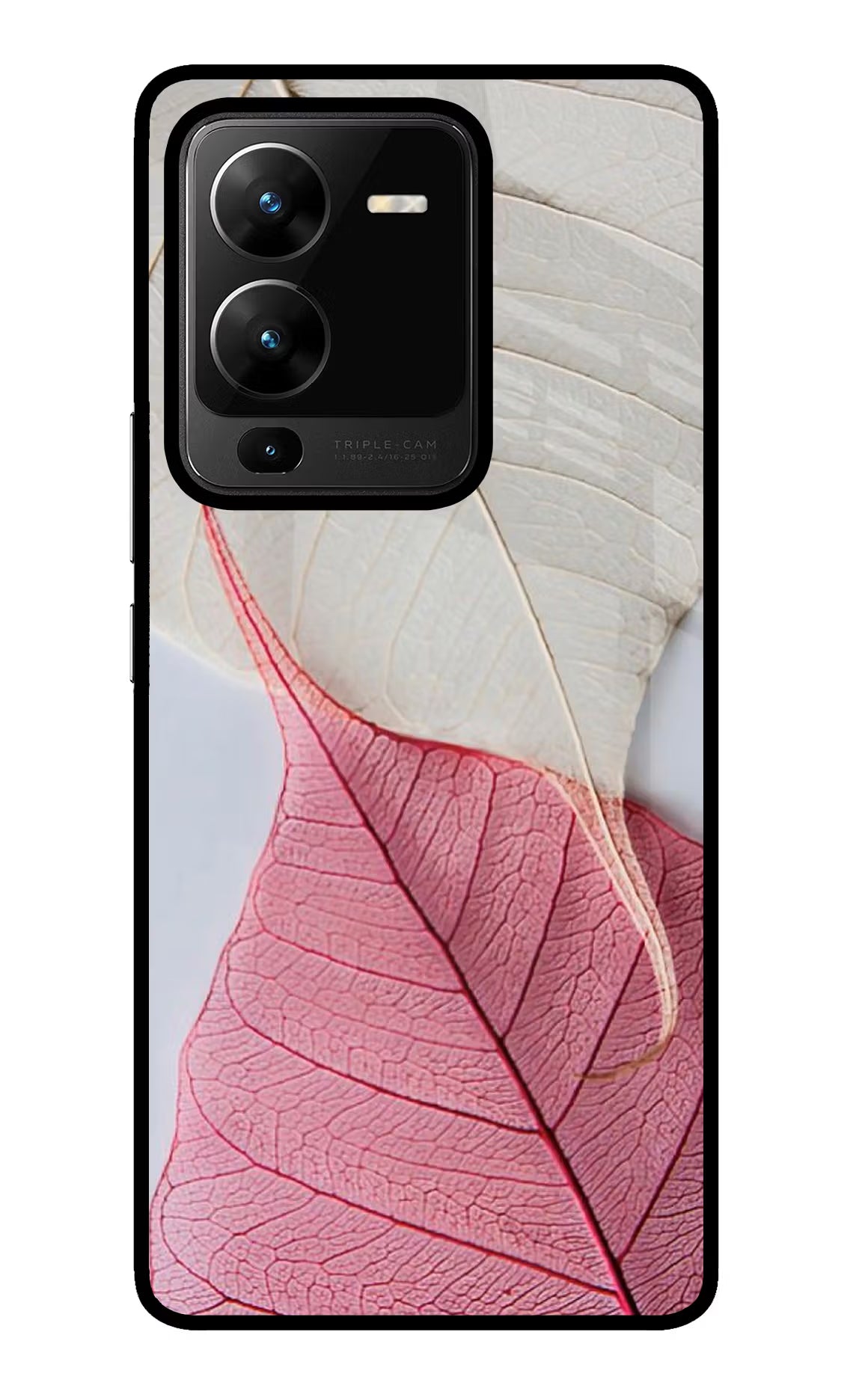 White Pink Leaf Vivo V25 Pro 5G Glass Case