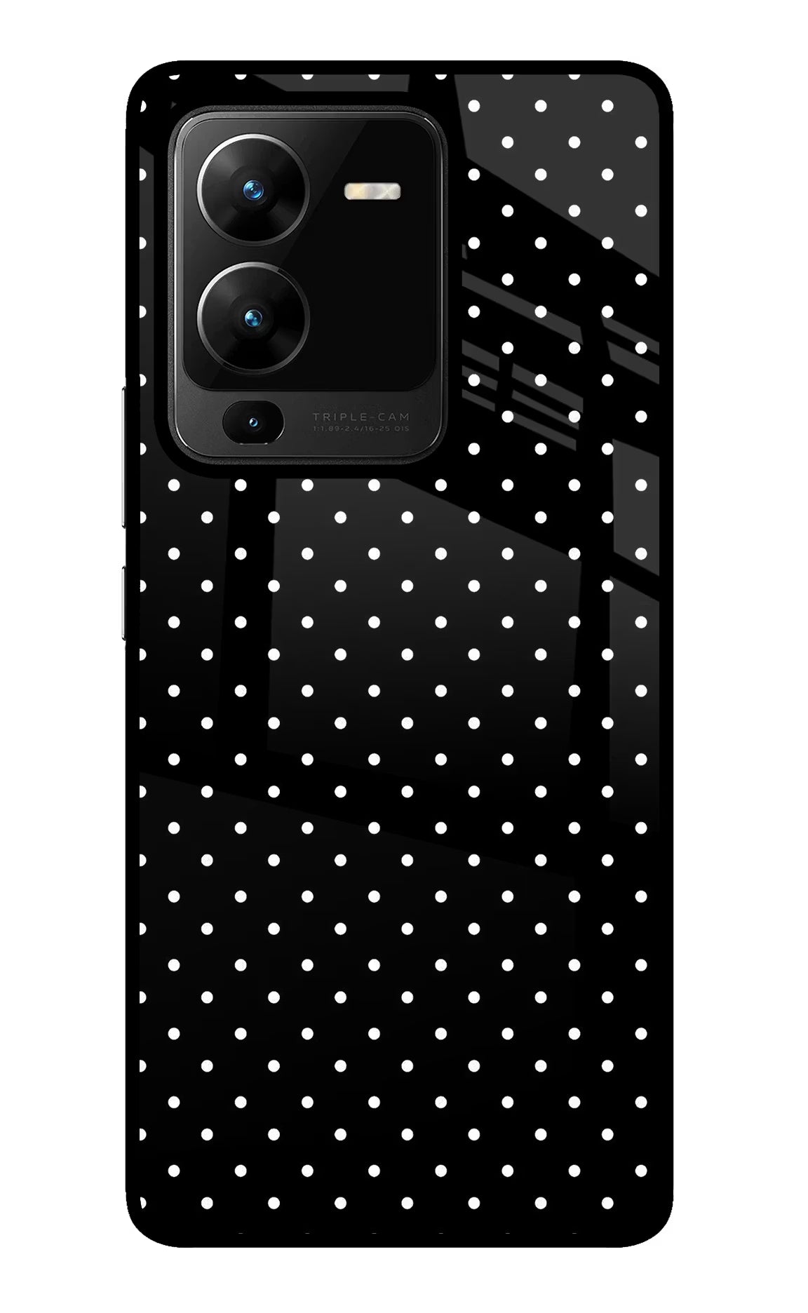 White Dots Vivo V25 Pro 5G Glass Case Back Cover by Casekaro