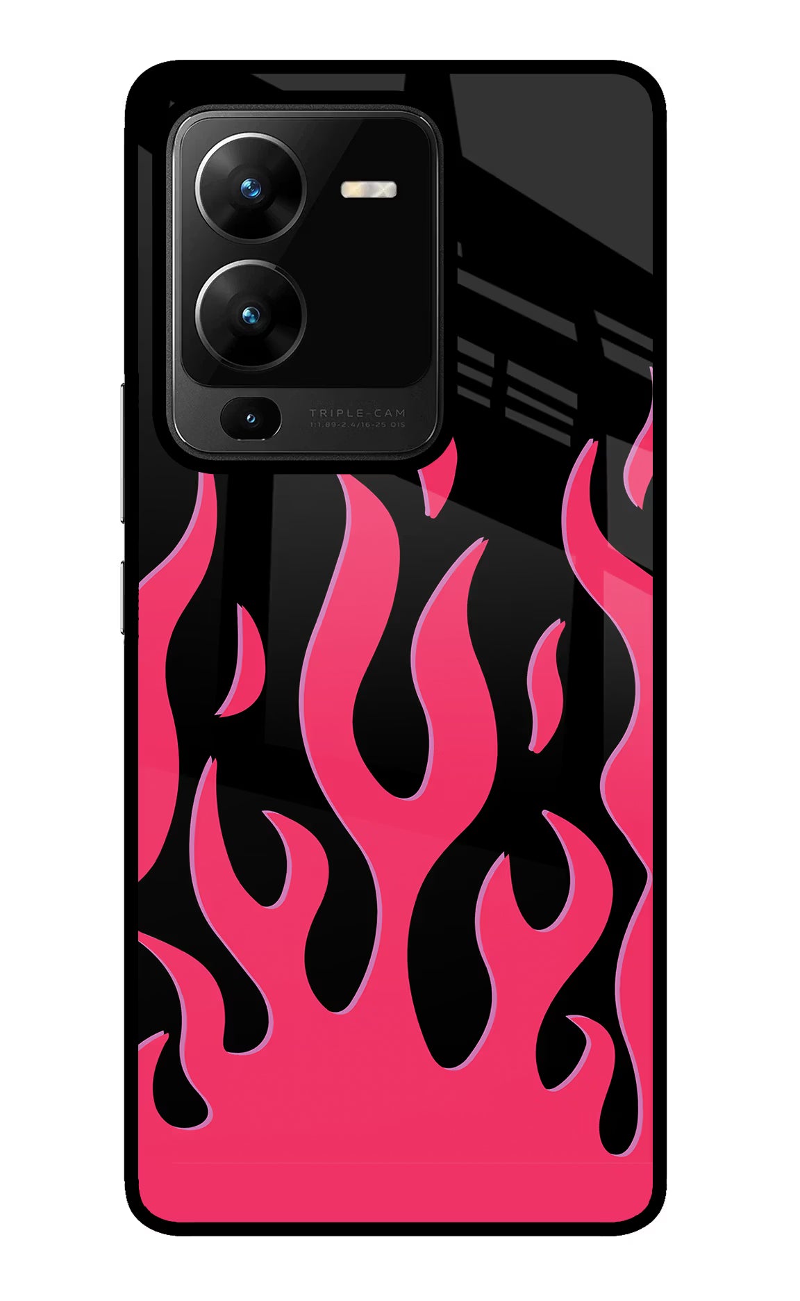 Fire Flames Vivo V25 Pro 5G Glass Case Back Cover by Casekaro