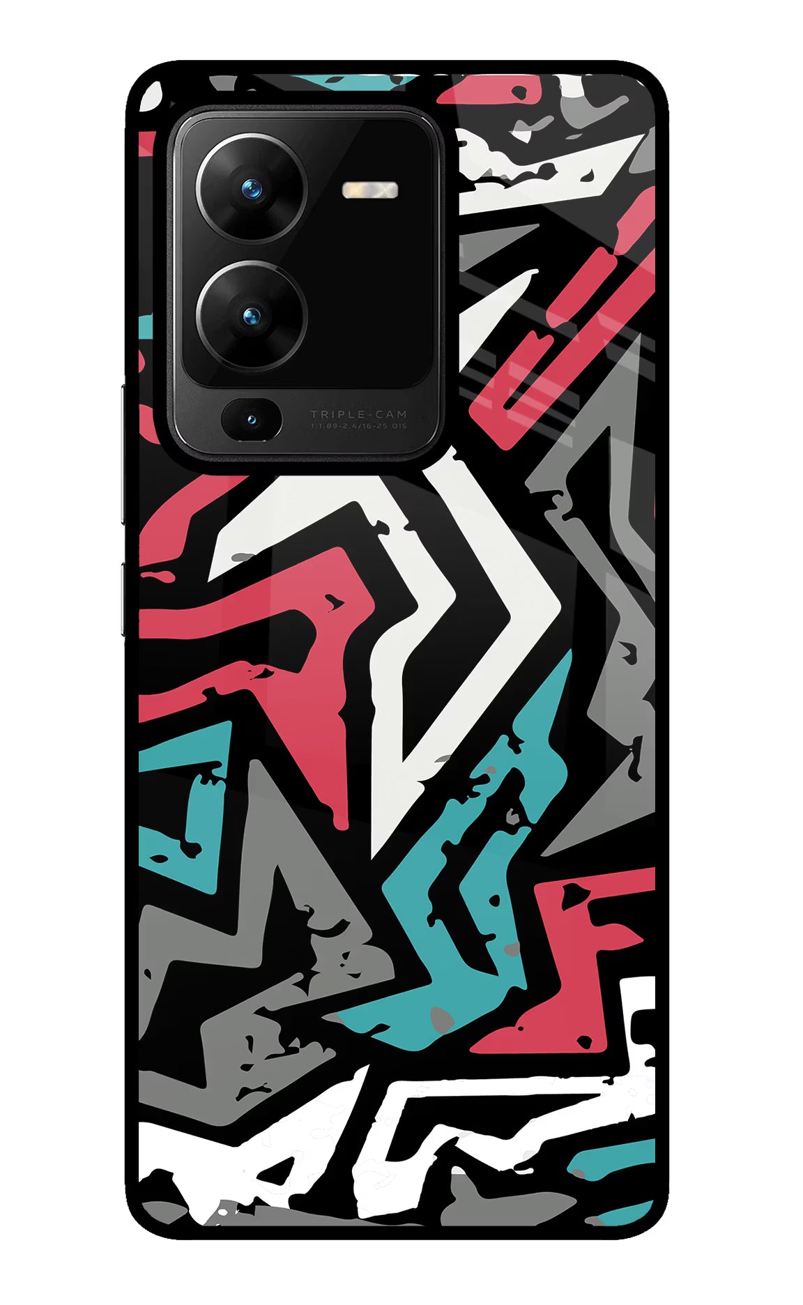 Geometric Graffiti Vivo V25 Pro 5G Glass Case Back Cover by Casekaro
