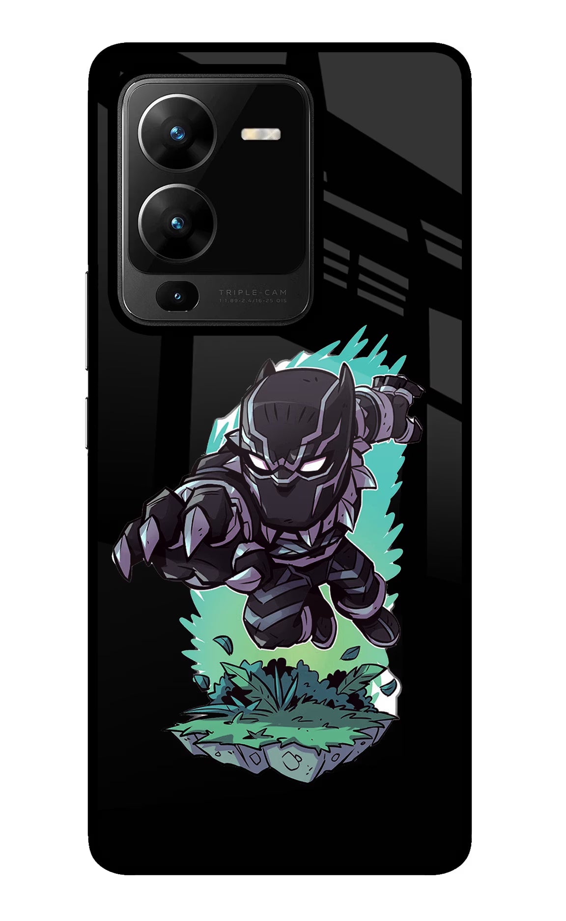 Black Panther Vivo V25 Pro 5G Glass Case Back Cover by Casekaro