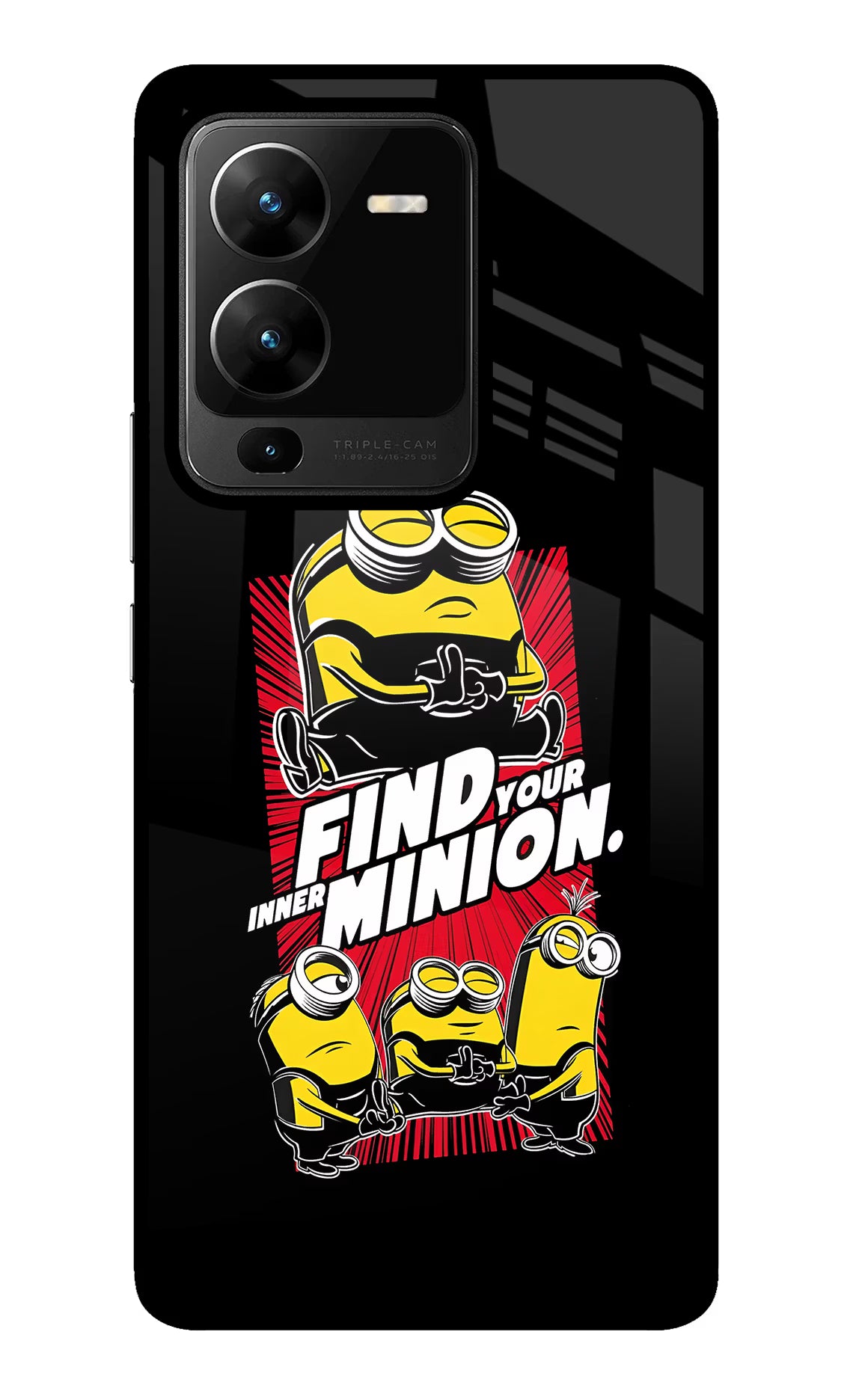 Find your inner Minion Vivo V25 Pro 5G Glass Case Back Cover by Casekaro