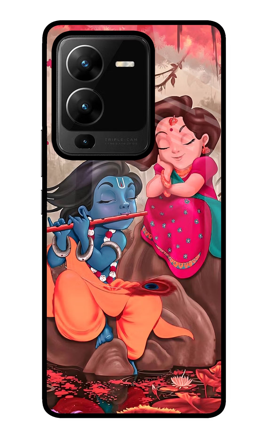 Radhe Krishna Vivo V25 Pro 5G Glass Case Back Cover by Casekaro