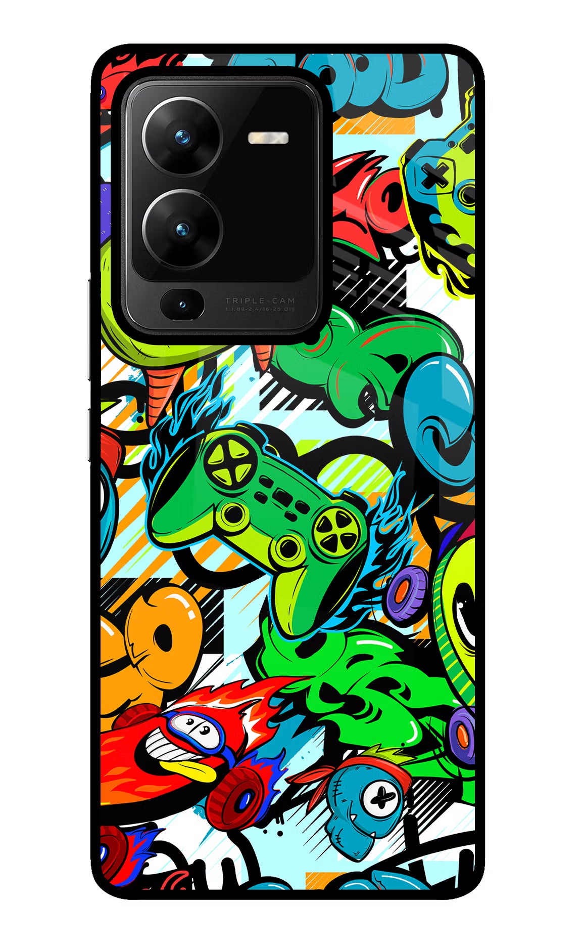 Game Doodle Vivo V25 Pro 5G Glass Case Back Cover by Casekaro
