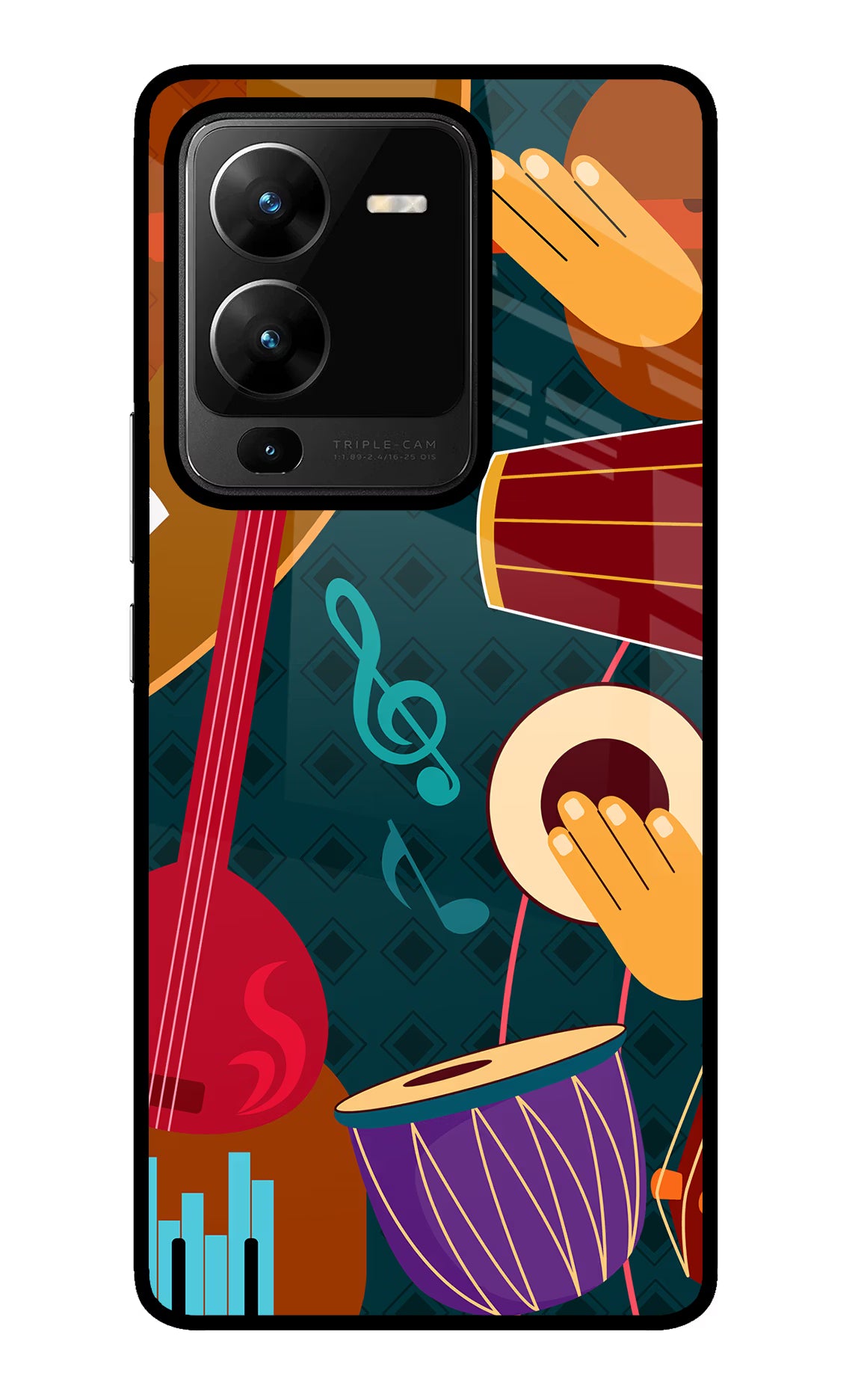 Music Instrument Vivo V25 Pro 5G Glass Case Back Cover by Casekaro