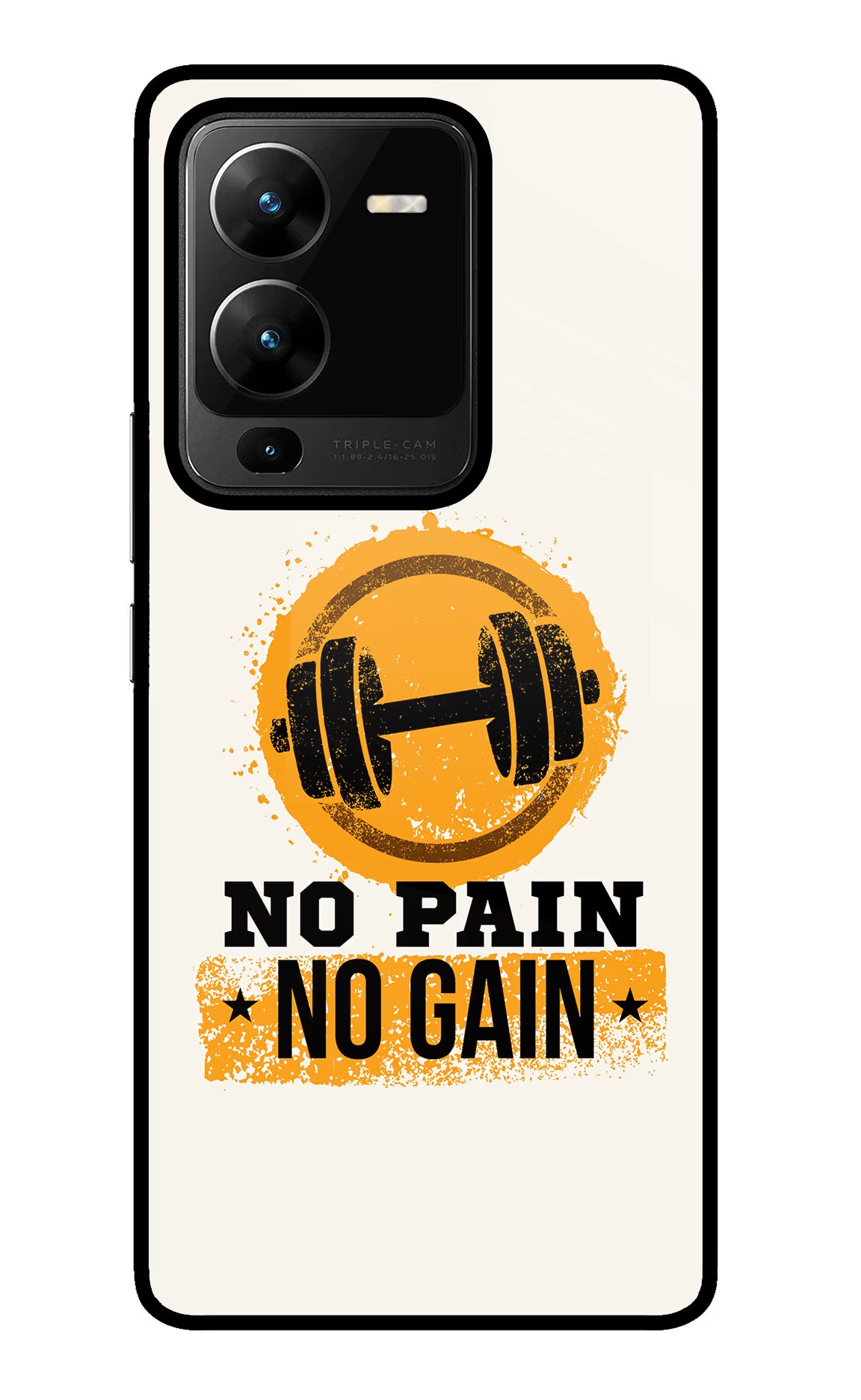 No Pain No Gain Vivo V25 Pro 5G Glass Case Back Cover by Casekaro