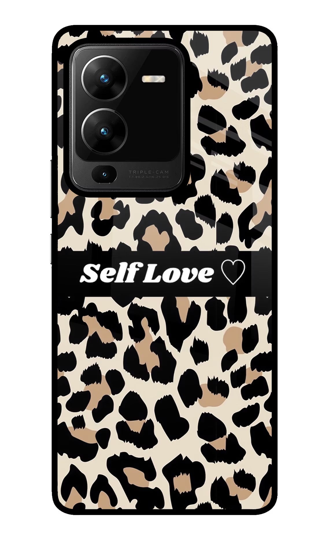 Leopard Print Self Love Vivo V25 Pro 5G Glass Case Back Cover by Casekaro