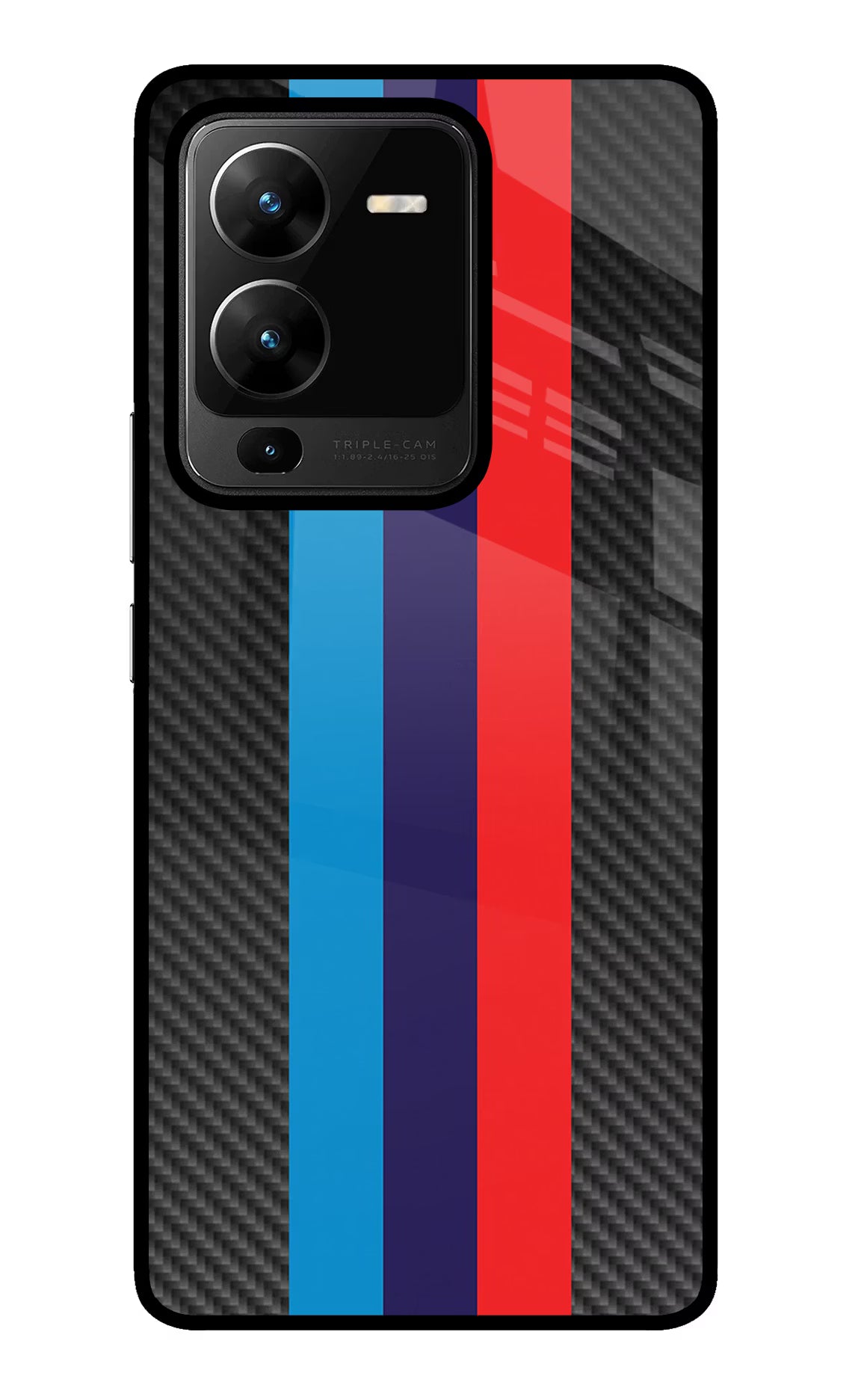 BMW Stripes Pattern Vivo V25 Pro 5G Glass Case Back Cover by Casekaro