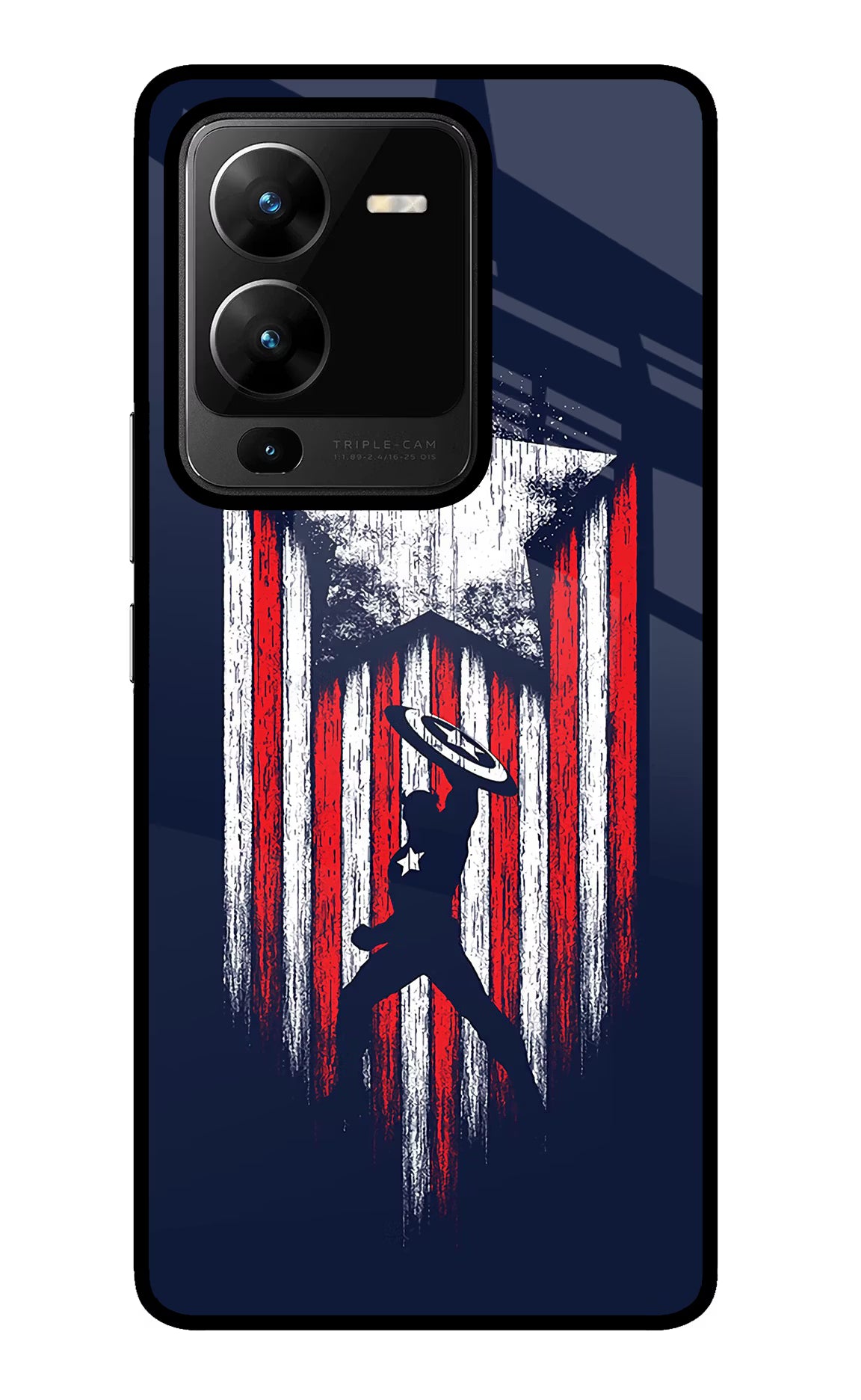 Captain America Marvel Art Vivo V25 Pro 5G Glass Case Back Cover by Casekaro