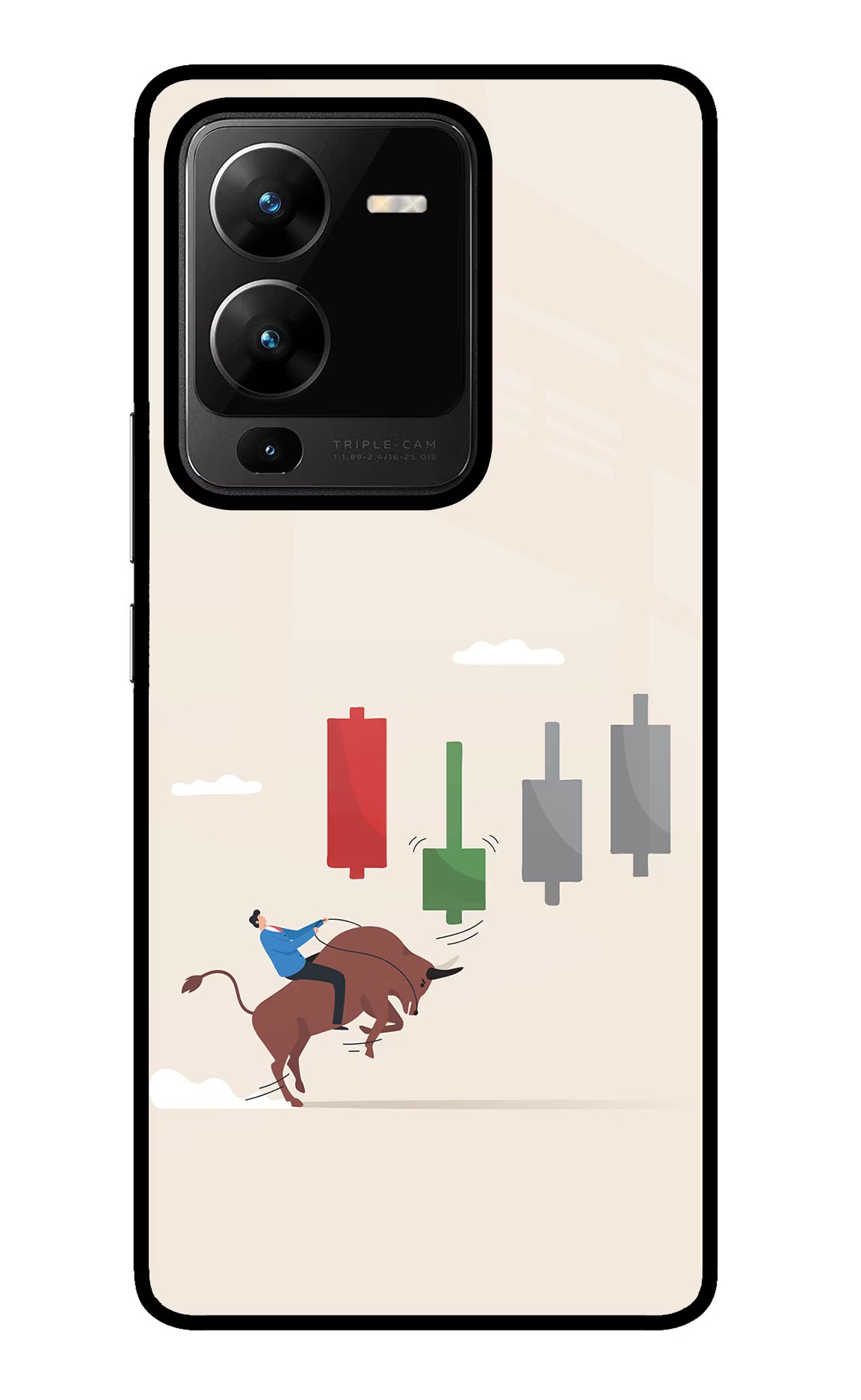 Bull Trading Momentum Vivo V25 Pro 5G Glass Case Back Cover by Casekaro