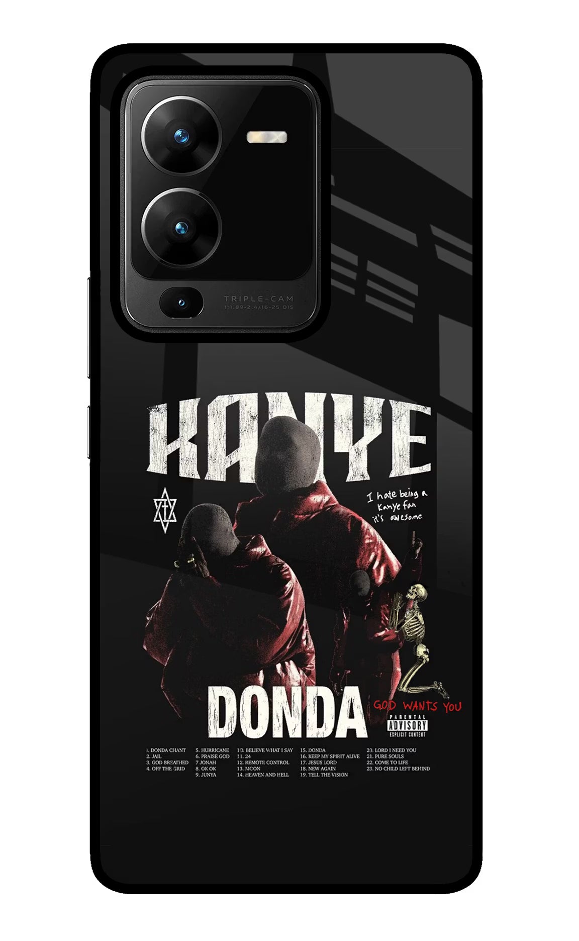 Donda Kanye West Vivo V25 Pro 5G Glass Case Back Cover by Casekaro