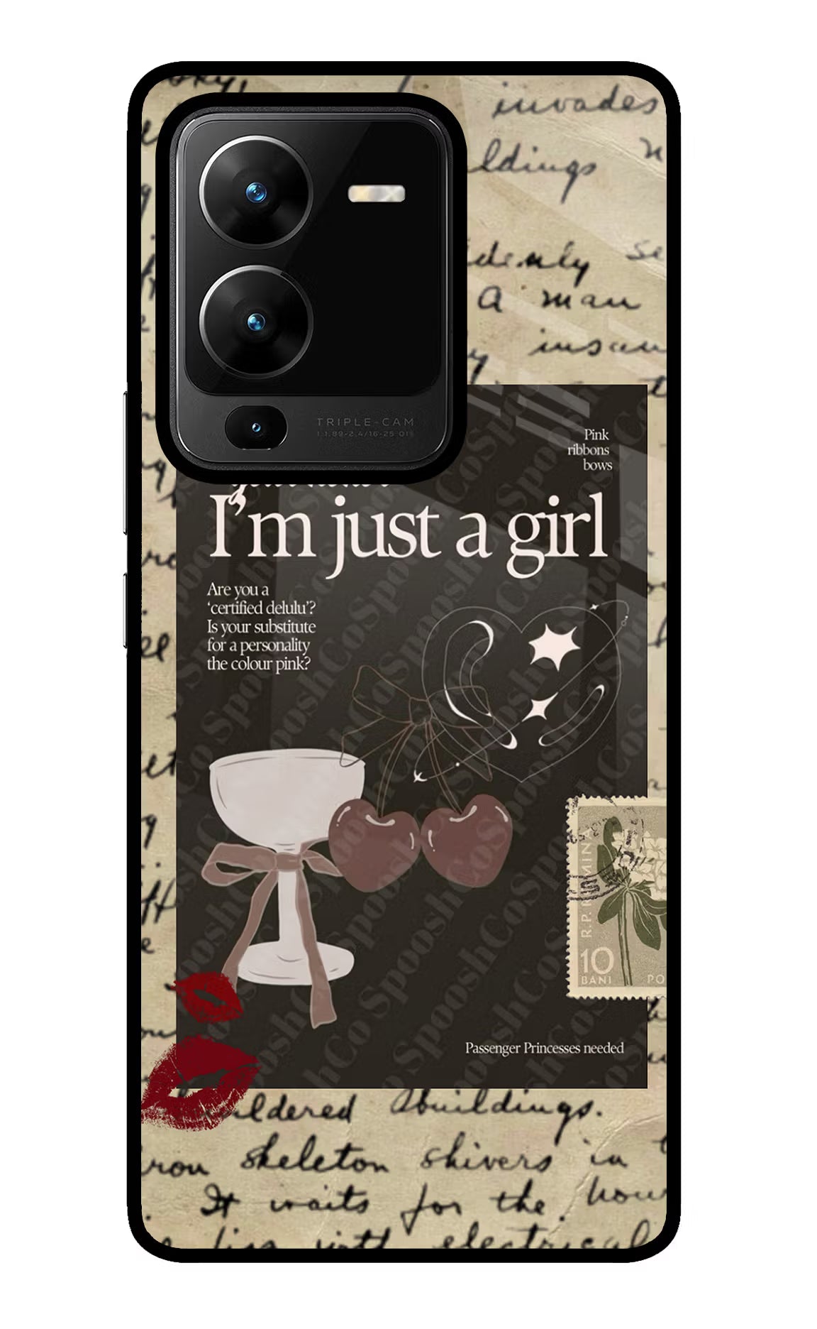 I am just a girl Vivo V25 Pro 5G Glass Case Back Cover by Casekaro