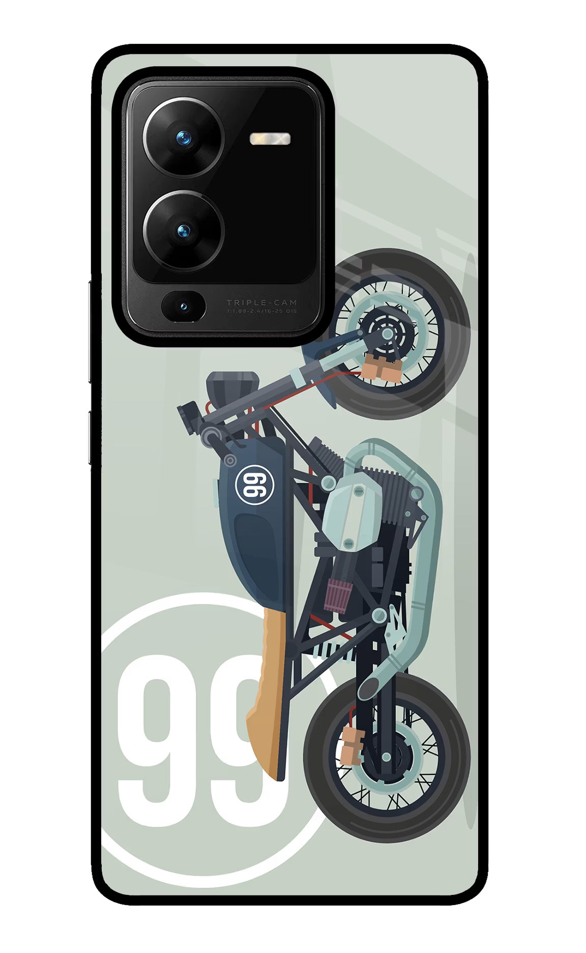 Classic Cafe Racer 99 Vivo V25 Pro 5G Glass Case Back Cover by Casekaro