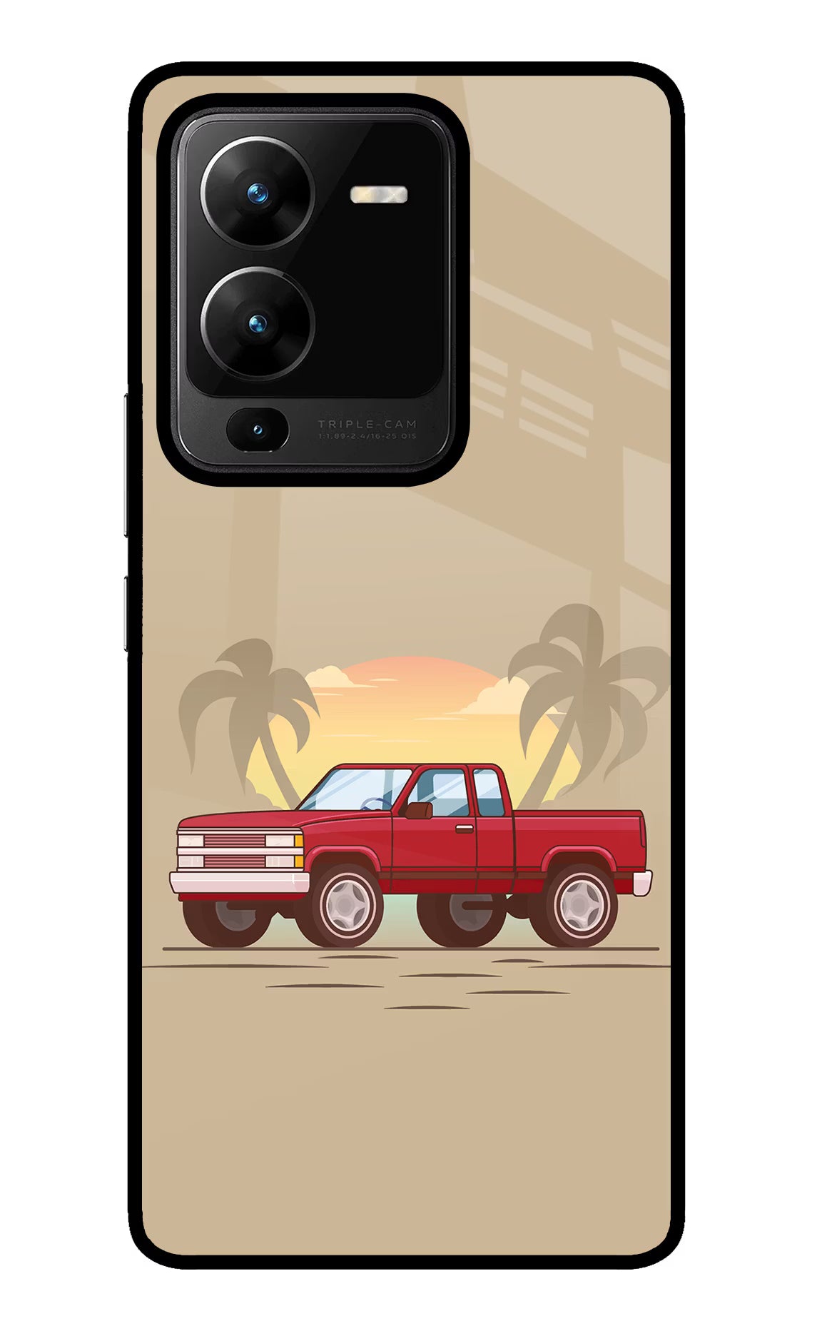 Desert Classic Drive Vivo V25 Pro 5G Glass Case Back Cover by Casekaro