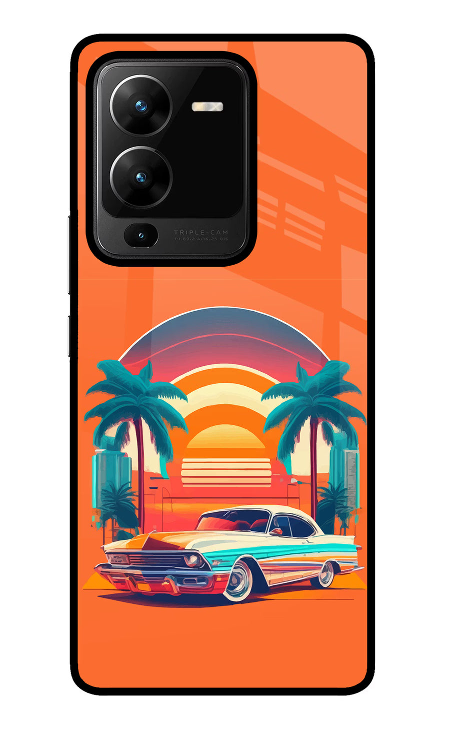 Palm Drive 80s Vivo V25 Pro 5G Back Cover, Glass case
