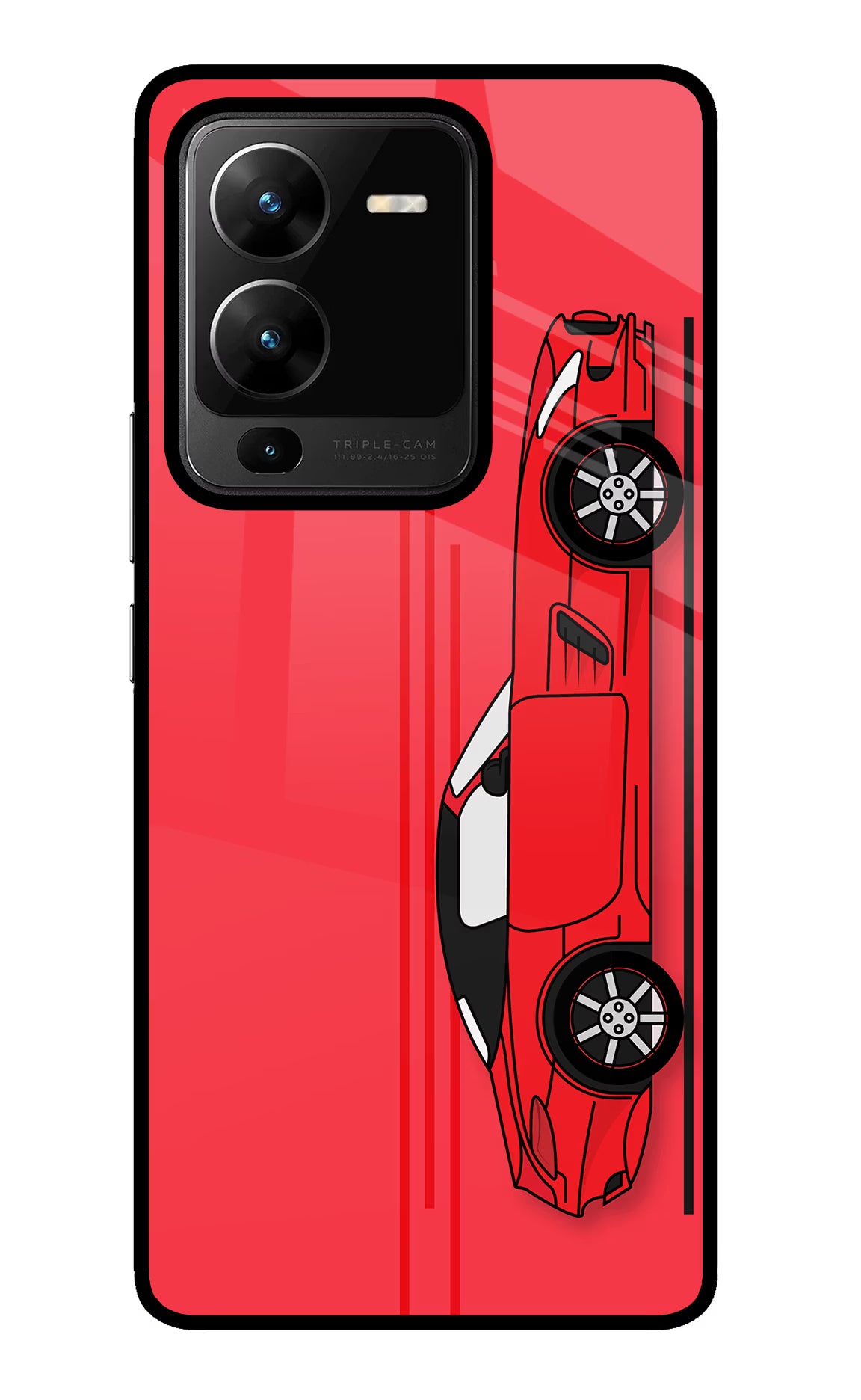 Red Velocity Vivo V25 Pro 5G Glass Case Back Cover by Casekaro
