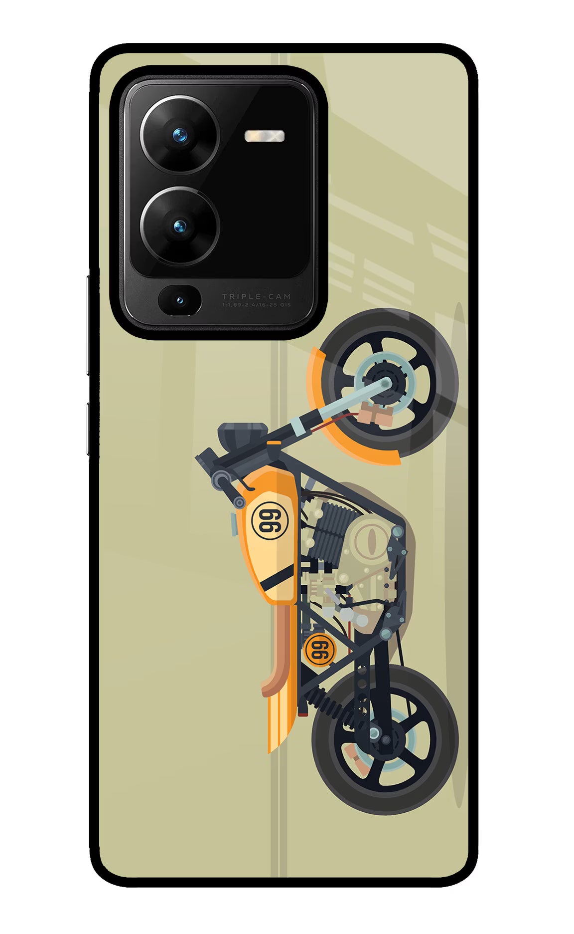 Vertical Speedster Vivo V25 Pro 5G Glass Case Back Cover by Casekaro