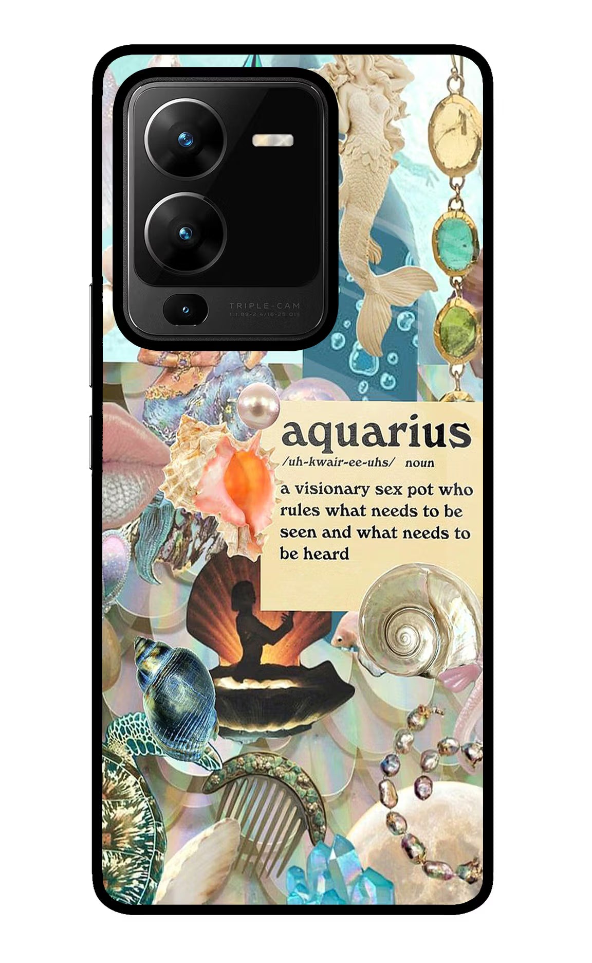 Aquarius Zodiac Vivo V25 Pro 5G Glass Case Back Cover by Casekaro