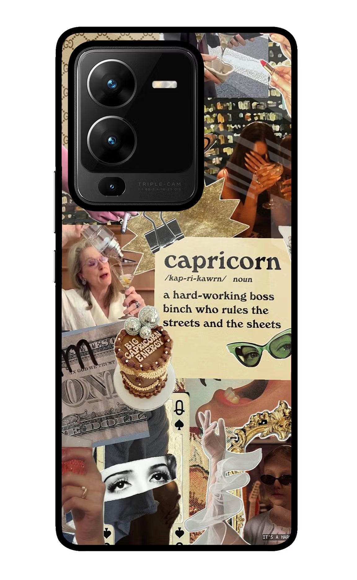 Capricorn Zodiac Vivo V25 Pro 5G Glass Case Back Cover by Casekaro