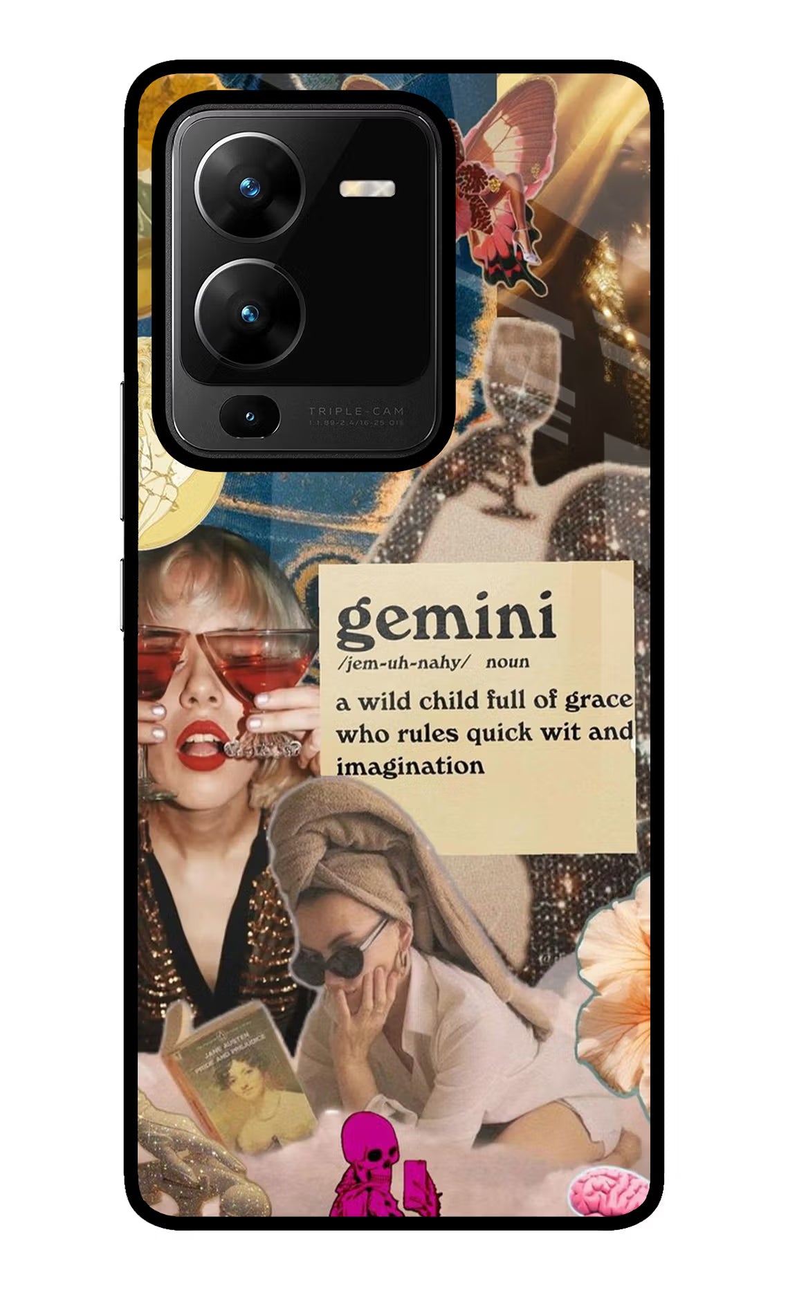 Gemini Zodiac Vivo V25 Pro 5G Glass Case Back Cover by Casekaro